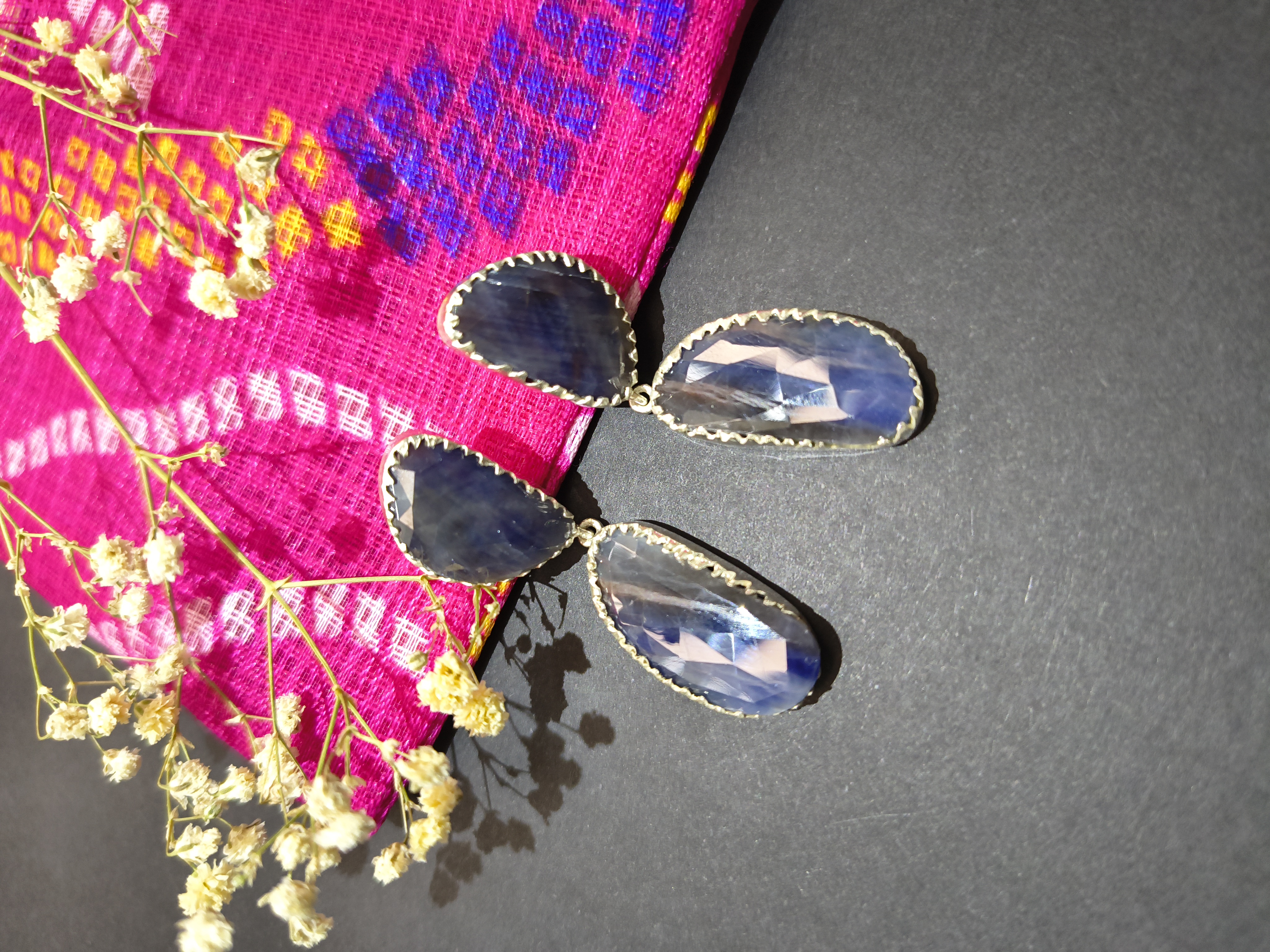 Blue Gemstone Drop Earrings