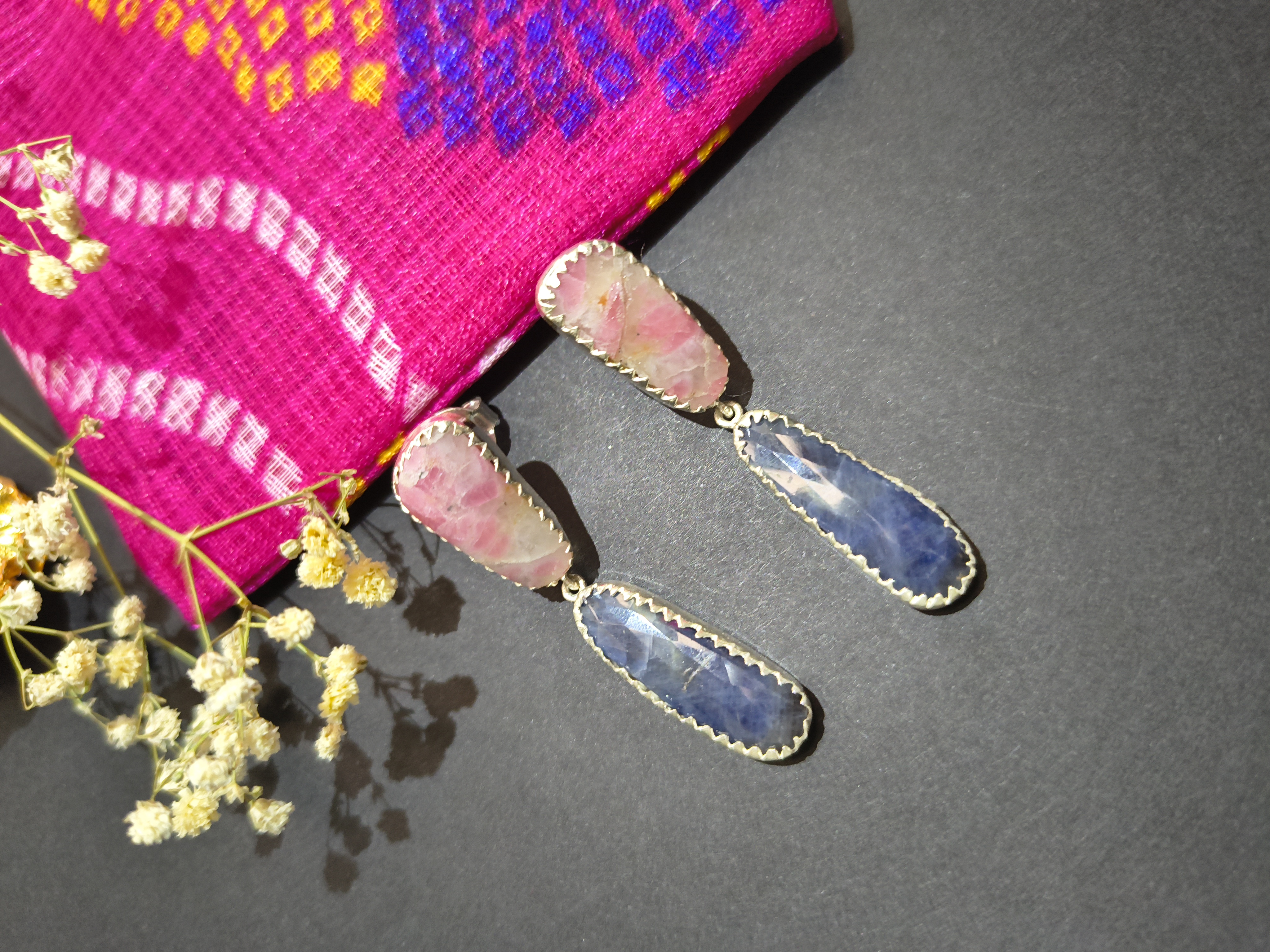 Pink and blue sapphire Earrings