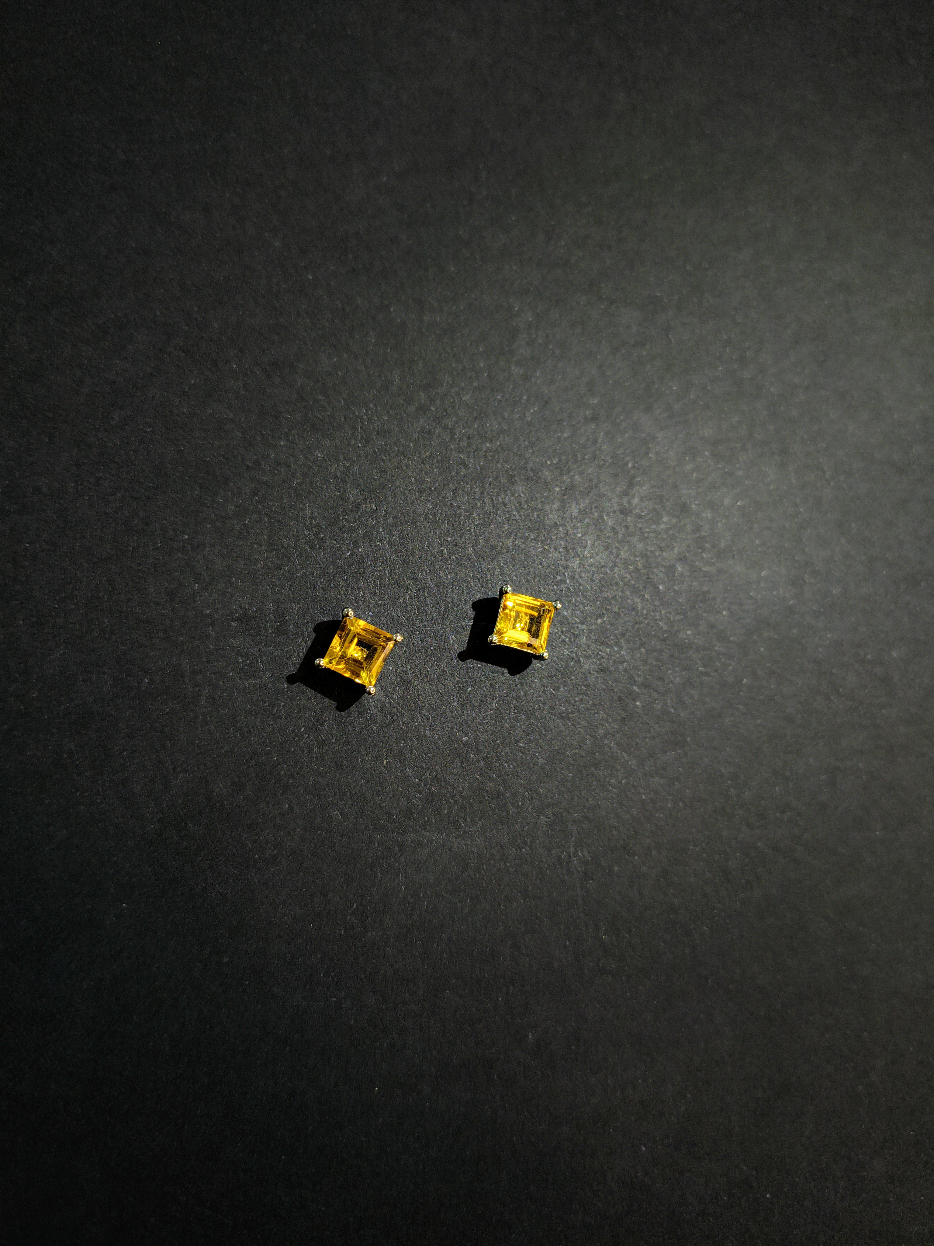 Citrine Square Gemstone Studs
