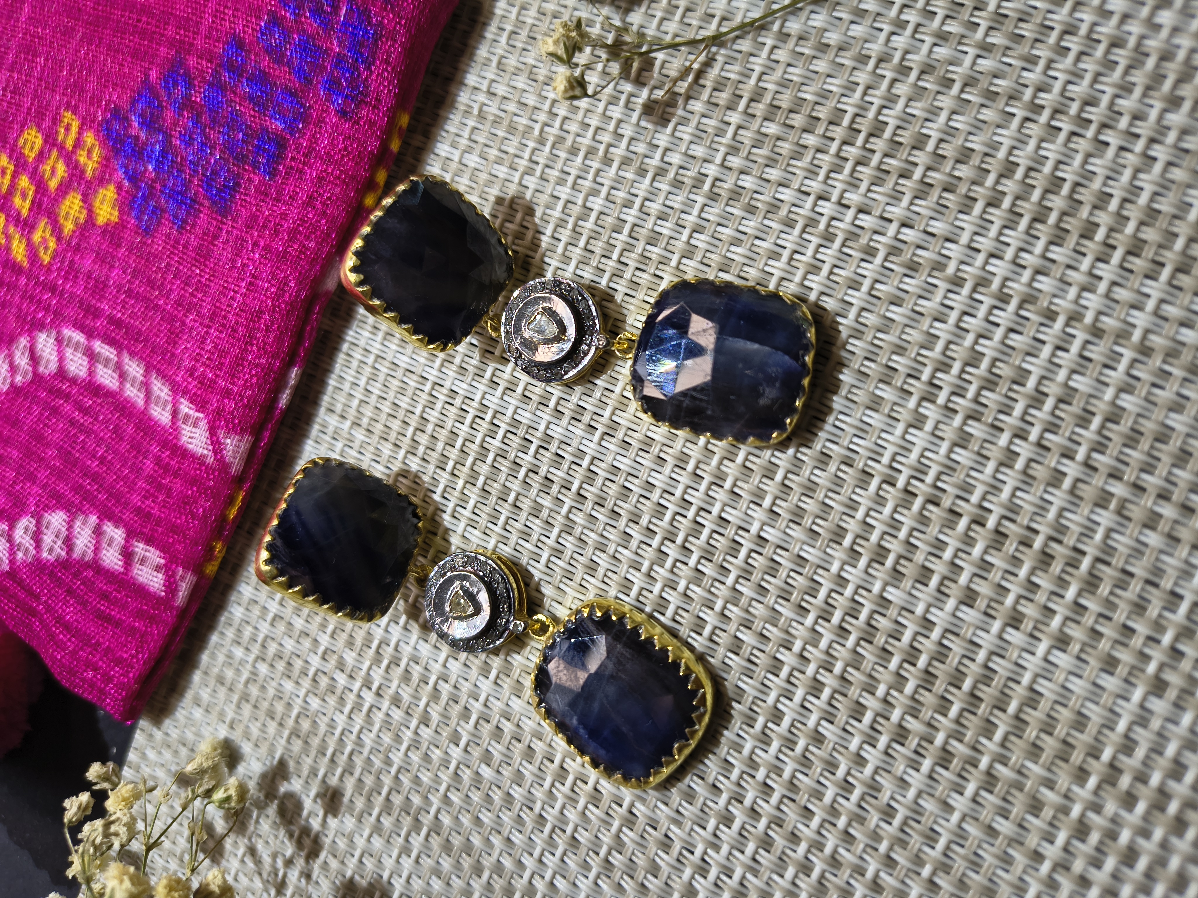 Prussian blue sapphire Earrings