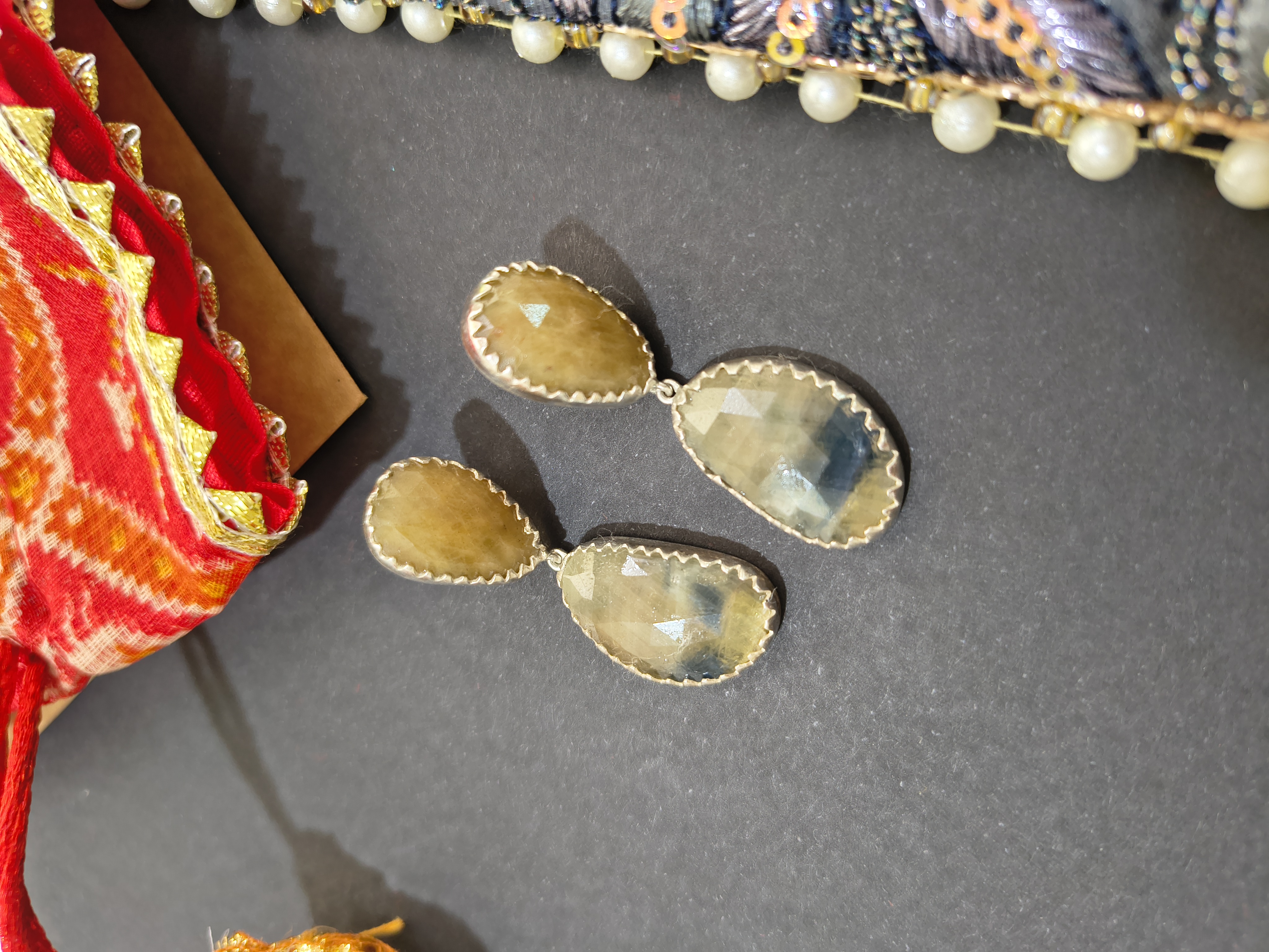 Golden and Black desgin sapphire Earrings