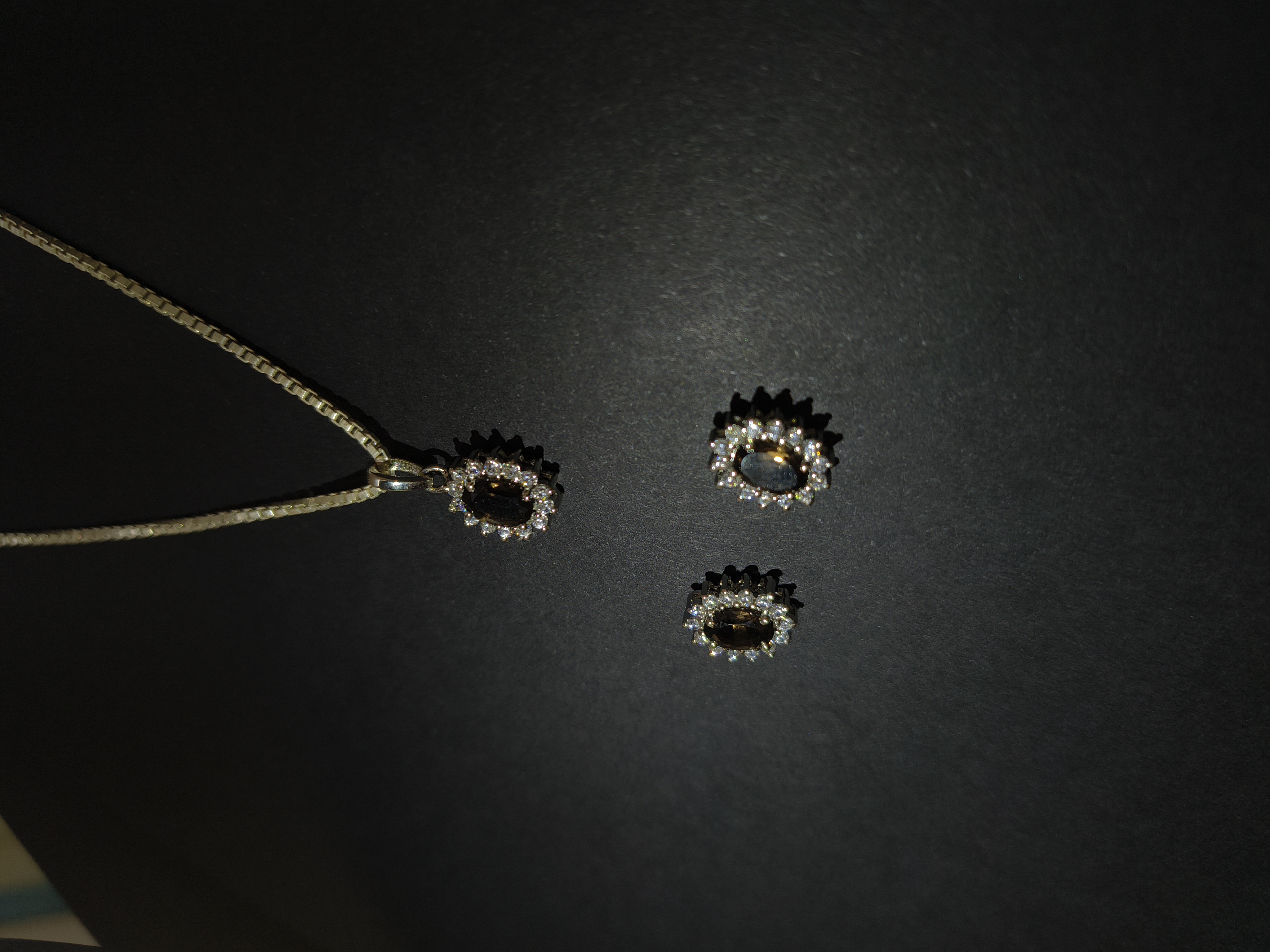 Smoky topaz gemstone jewelry set