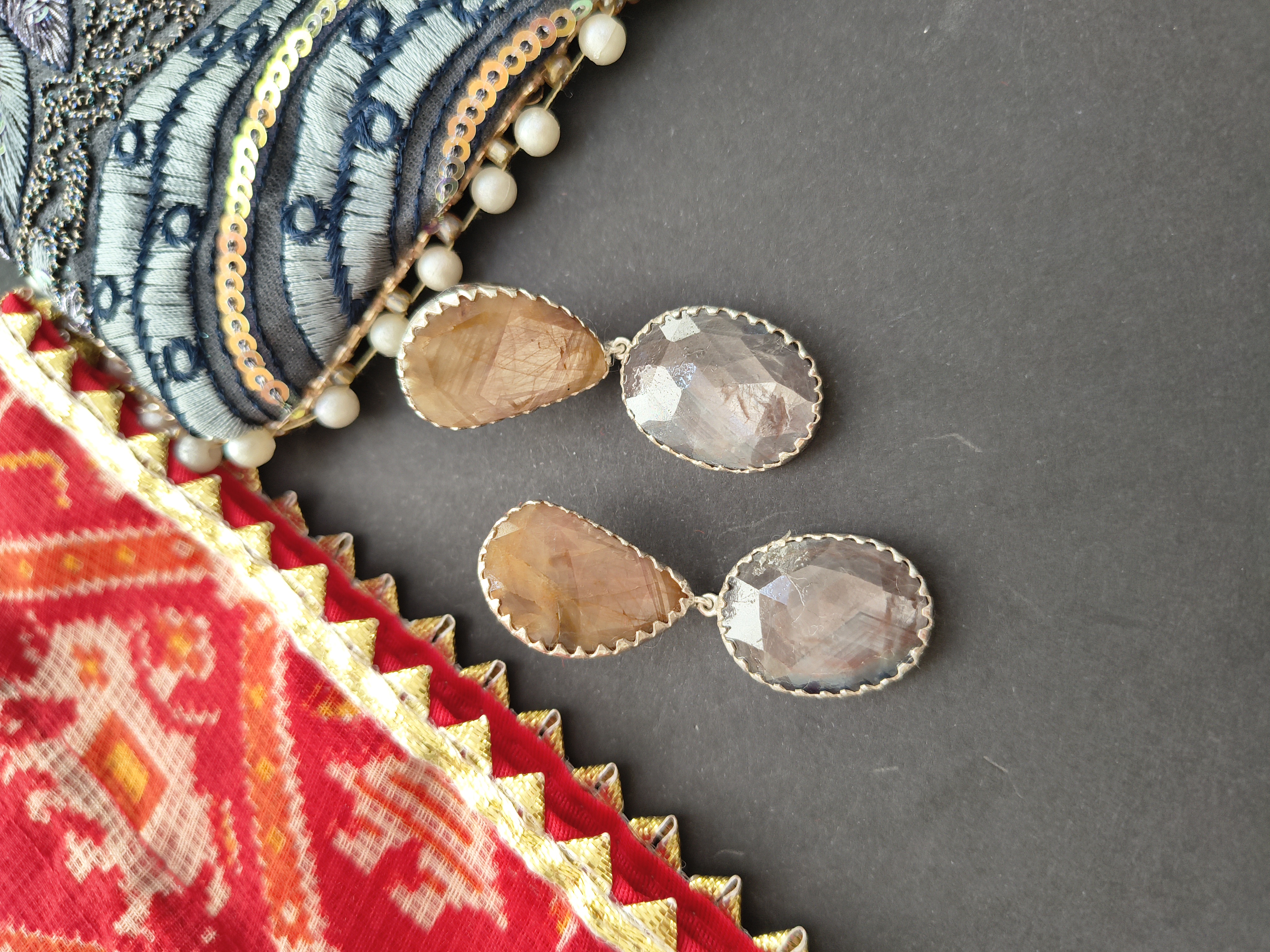Brown shaded Sapphire Earrings