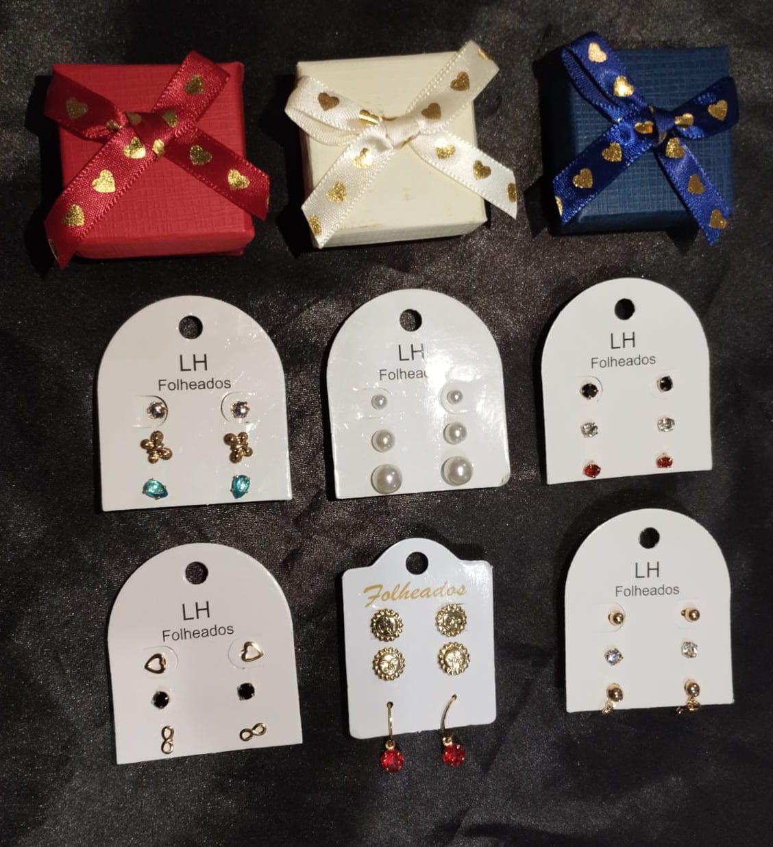 Kit Tereza • 03 pares de brincos Folheados