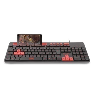 Teclado USB Multilaser con soporte para celular – Negro y rojo