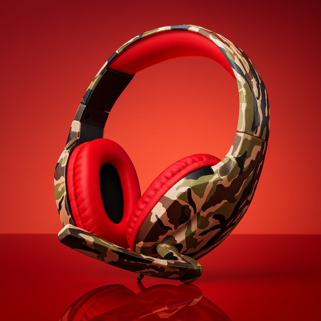 Auriculares gamer Netmak Counter-R Red – Estilo camuflado y poder gamer 🔥
