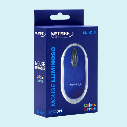 Mouse USB Netmak NM-M01B – Precisión con luz azul elegante