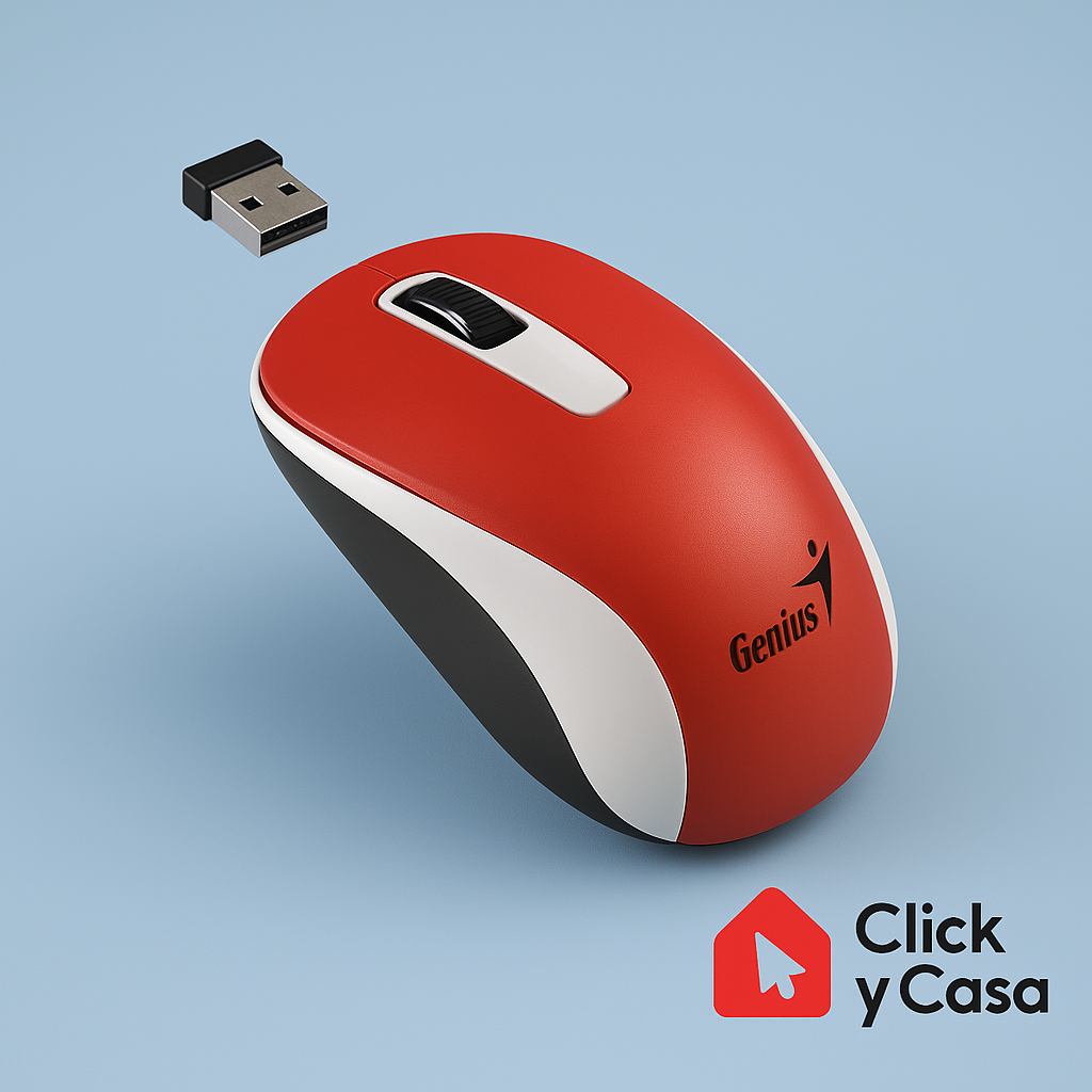 Mouse Genius NX-7010 – Precisión BlueEye y diseño blanco/rojo
