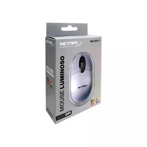 Mouse USB Netmak NM‑M01S Luminoso Silver