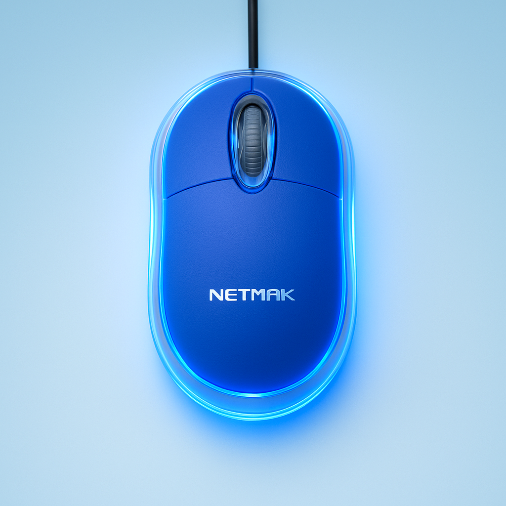 Mouse USB Netmak NM-M01B – Precisión con luz azul elegante