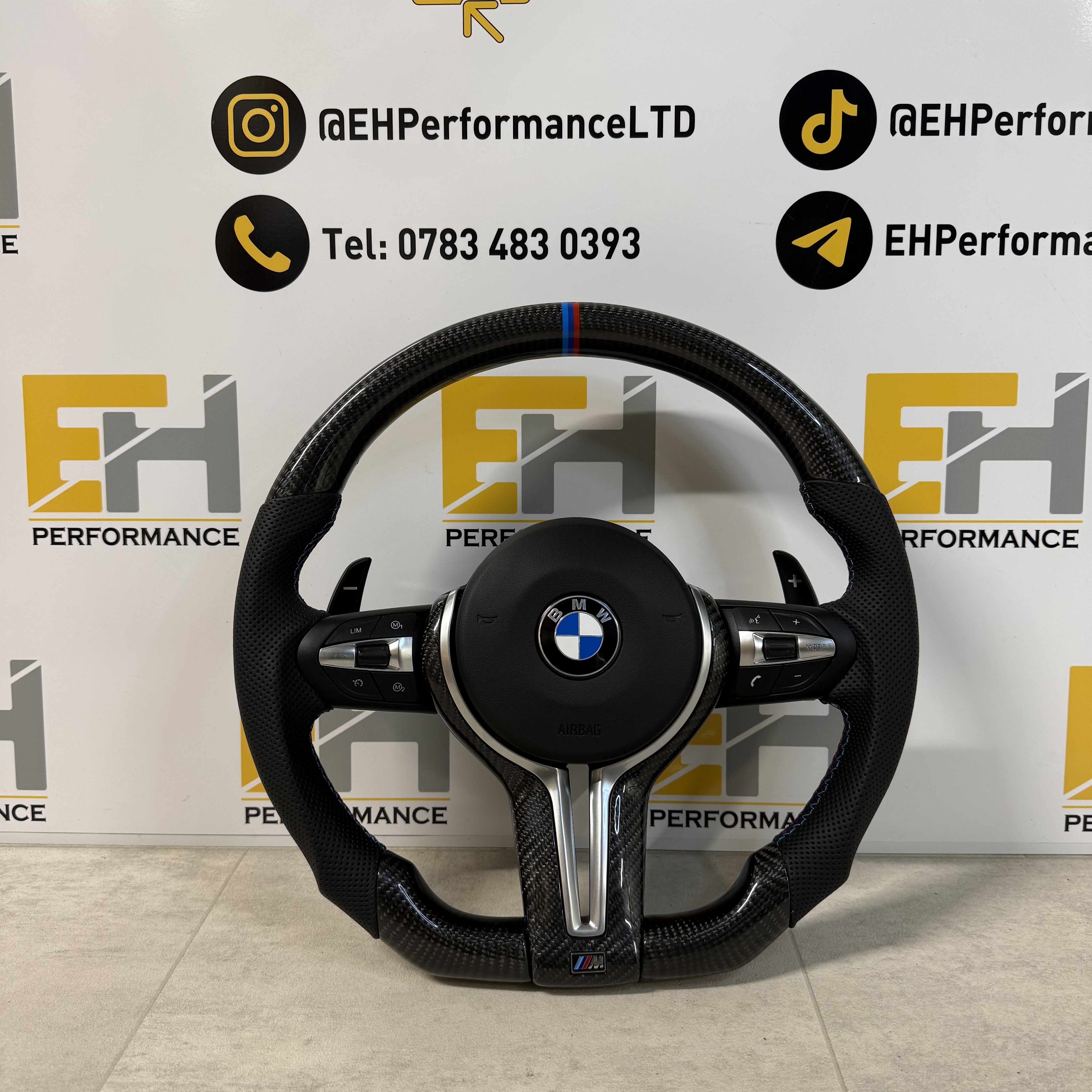 BMW F Series Custom Carbon Fibre Steering Wheel – Flat Bottom | M Sport Center Stripe