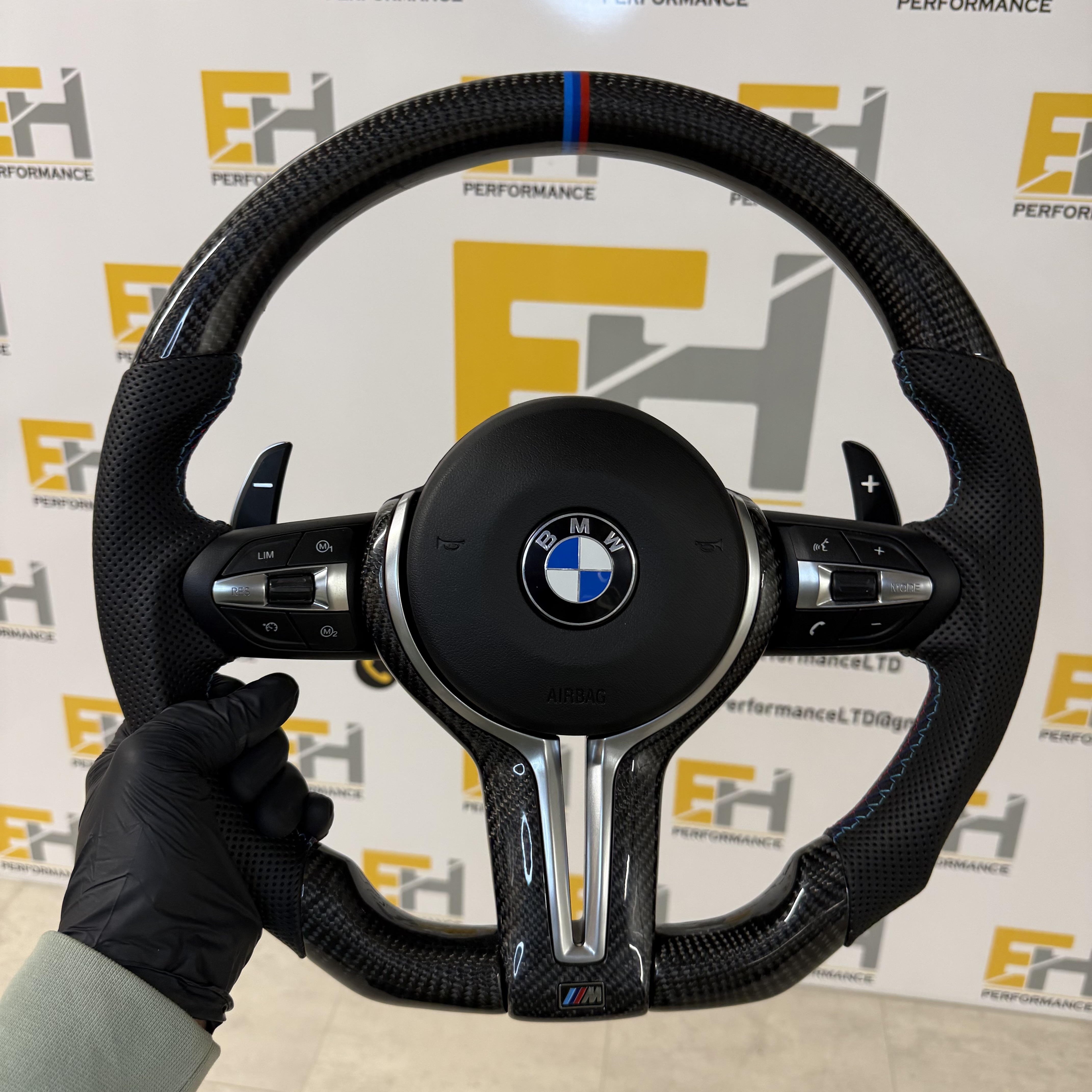 BMW F Series Custom Carbon Fibre Steering Wheel – Flat Bottom | M Sport Center Stripe