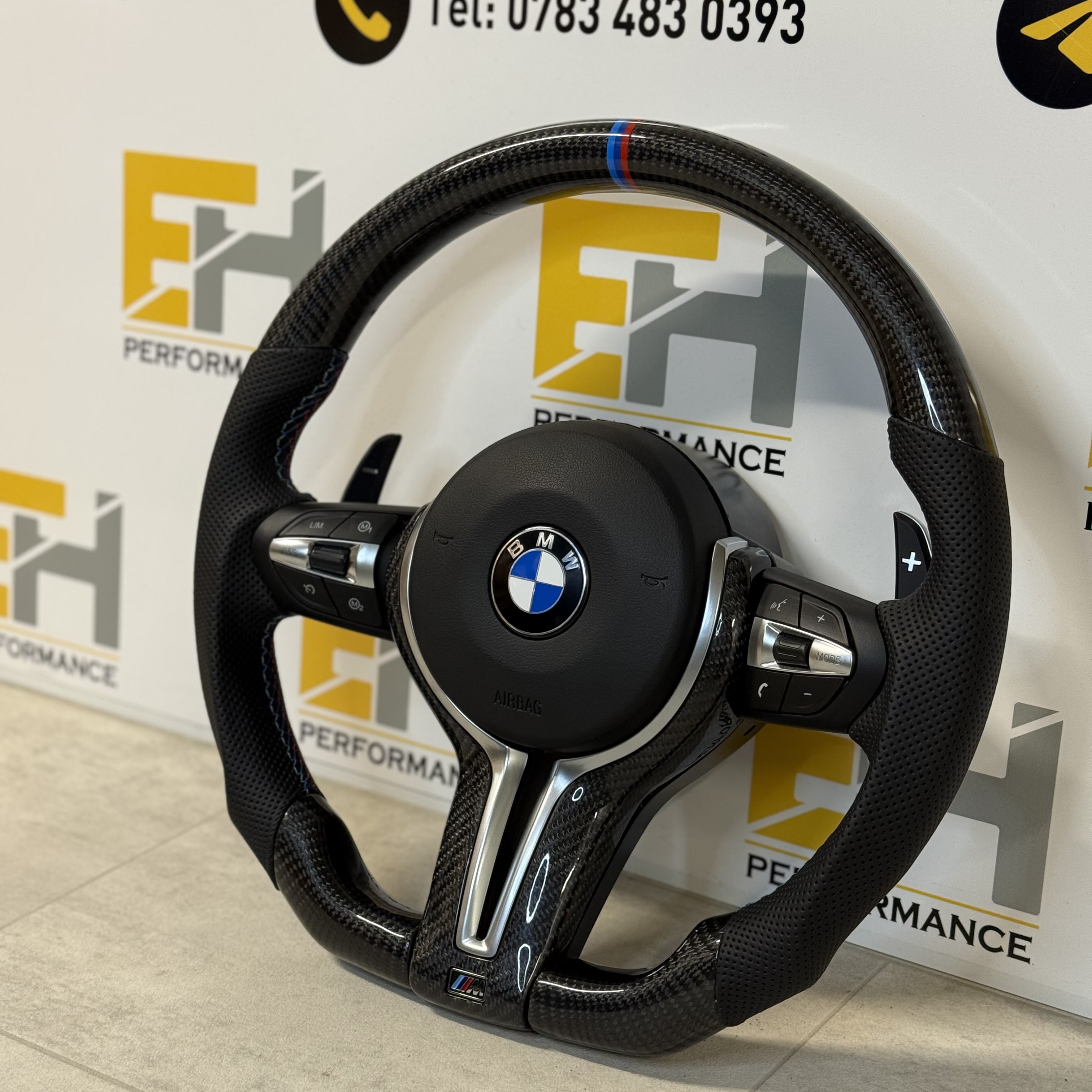BMW F Series Custom Carbon Fibre Steering Wheel – Flat Bottom | M Sport Center Stripe
