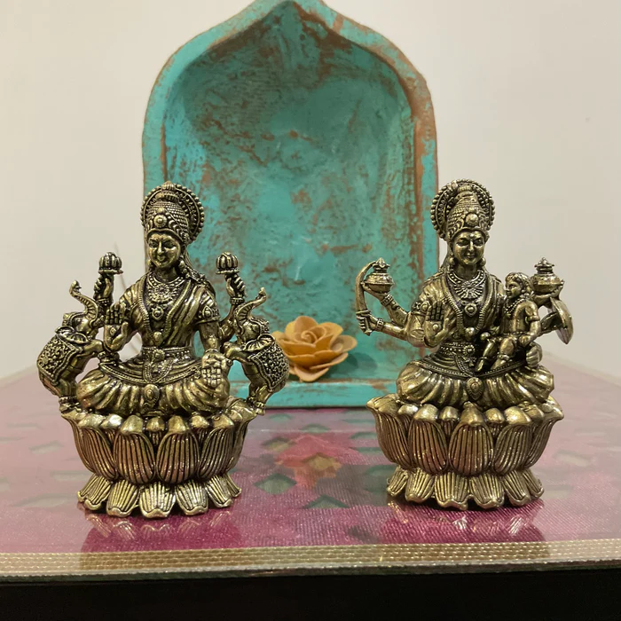 3-Inch Ashta Lakshmi Brass Idol Set – 8 Lightweight Handcrafted Figurines