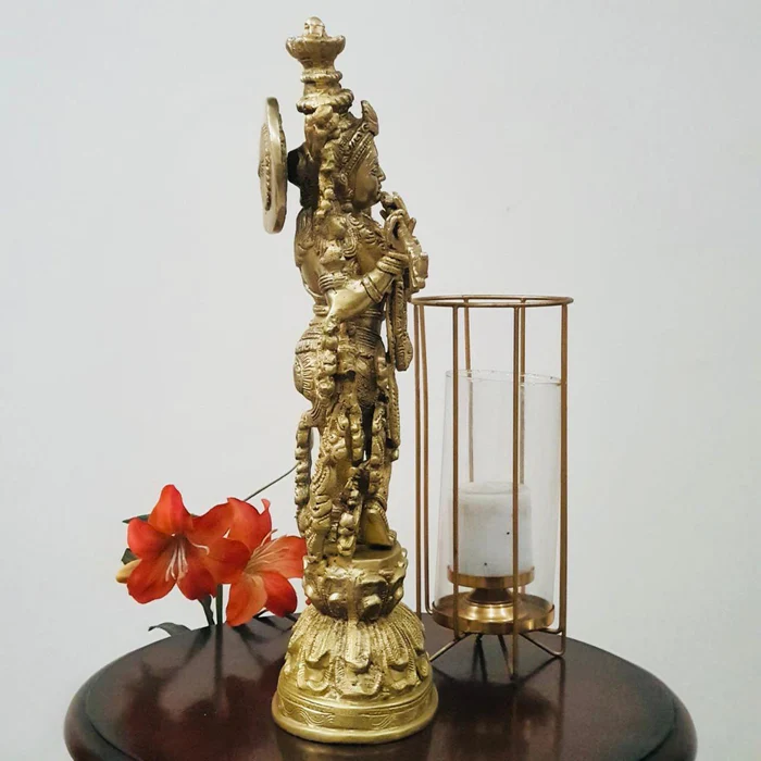 20-Inch Lord Krishna Brass Idol – Handcrafted Decorative Murti for Home & Temple