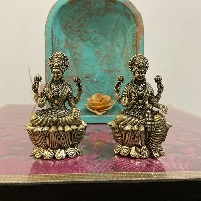 3-Inch Ashta Lakshmi Brass Idol Set – 8 Lightweight Handcrafted Figurines