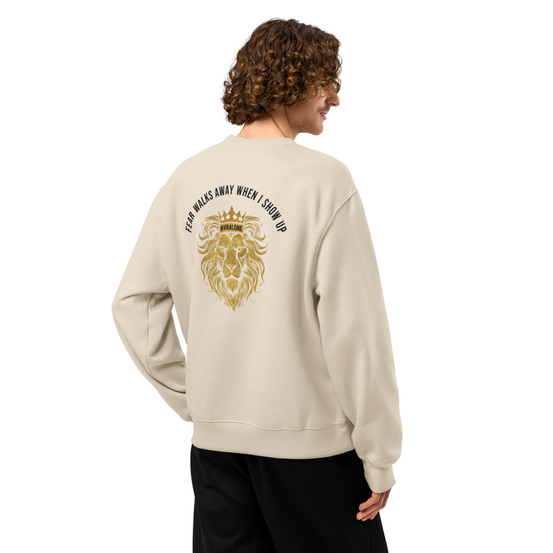Oversized heavyweight sweatshirt FEAR WALKS AWAY