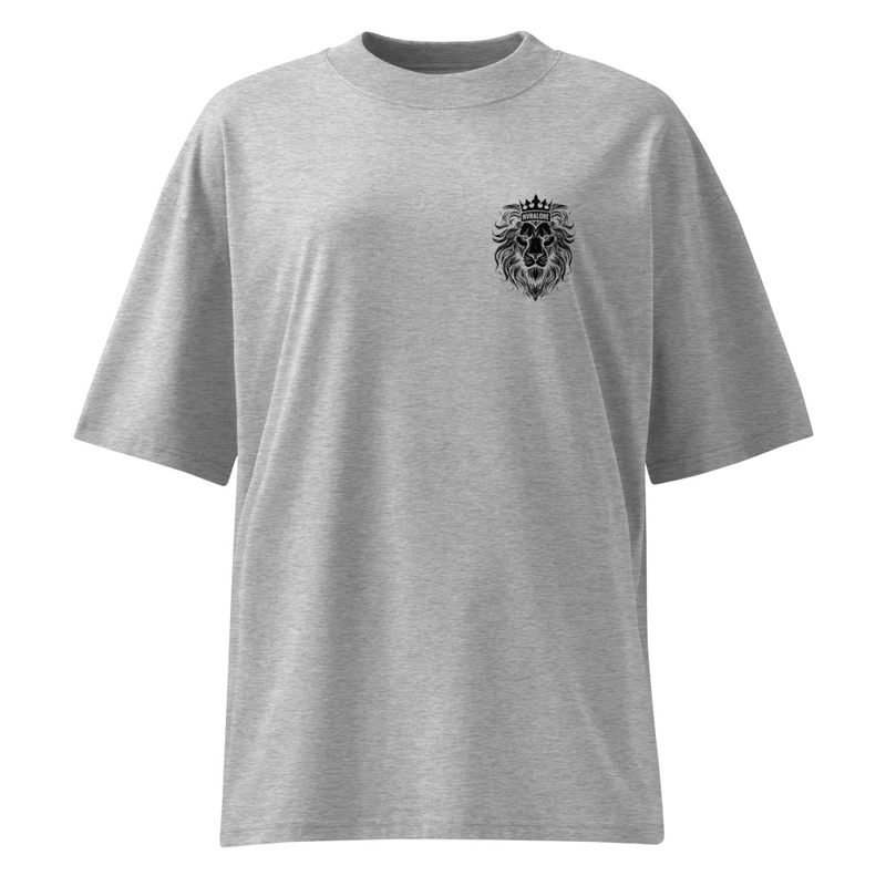 Unisex organic oversized high neck t-shirt FEAR WALKS AWAY