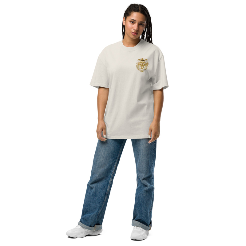 Oversized faded t-shirt FEAR WALKS AWAY