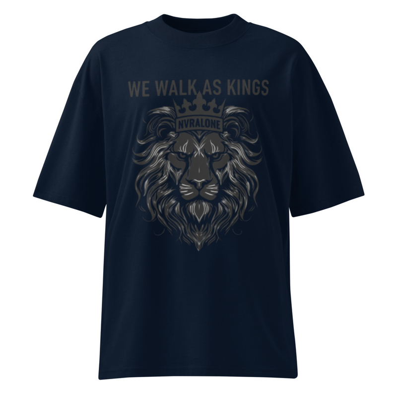 Unisex organic oversized high neck t-shirt WALK AS KING