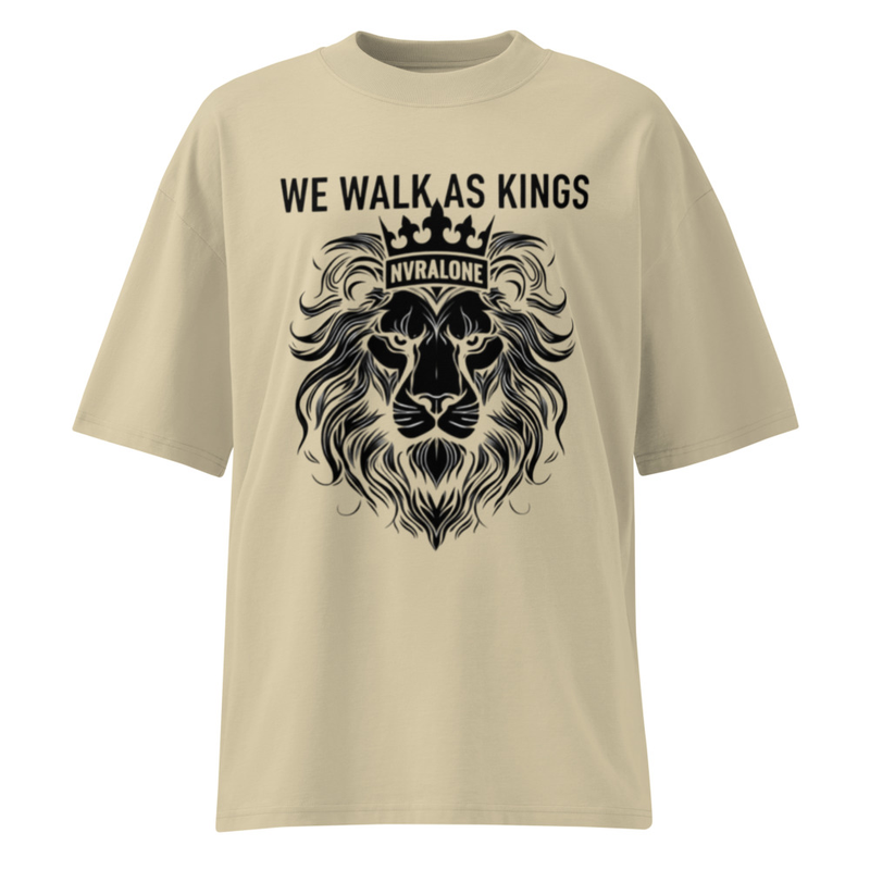 Unisex organic oversized high neck t-shirt WALK AS KING