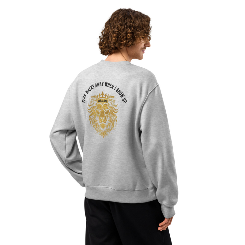 Oversized heavyweight sweatshirt FEAR WALKS AWAY