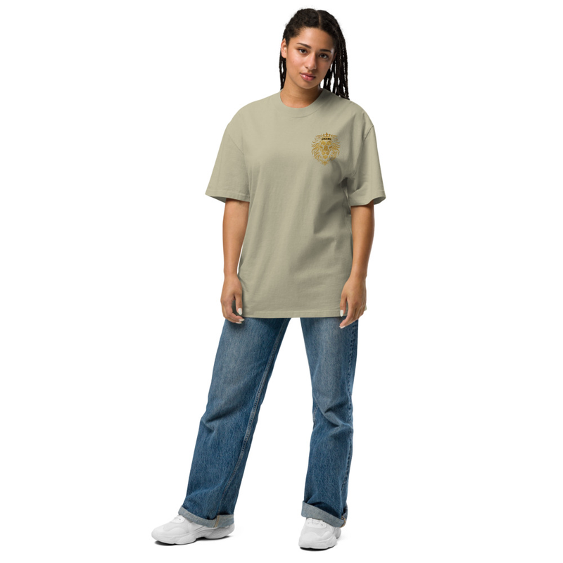 Oversized faded t-shirt FEAR WALKS AWAY