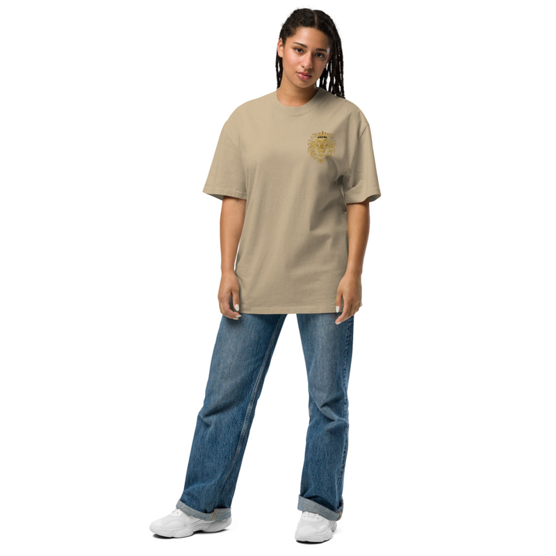 Oversized faded t-shirt FEAR WALKS AWAY