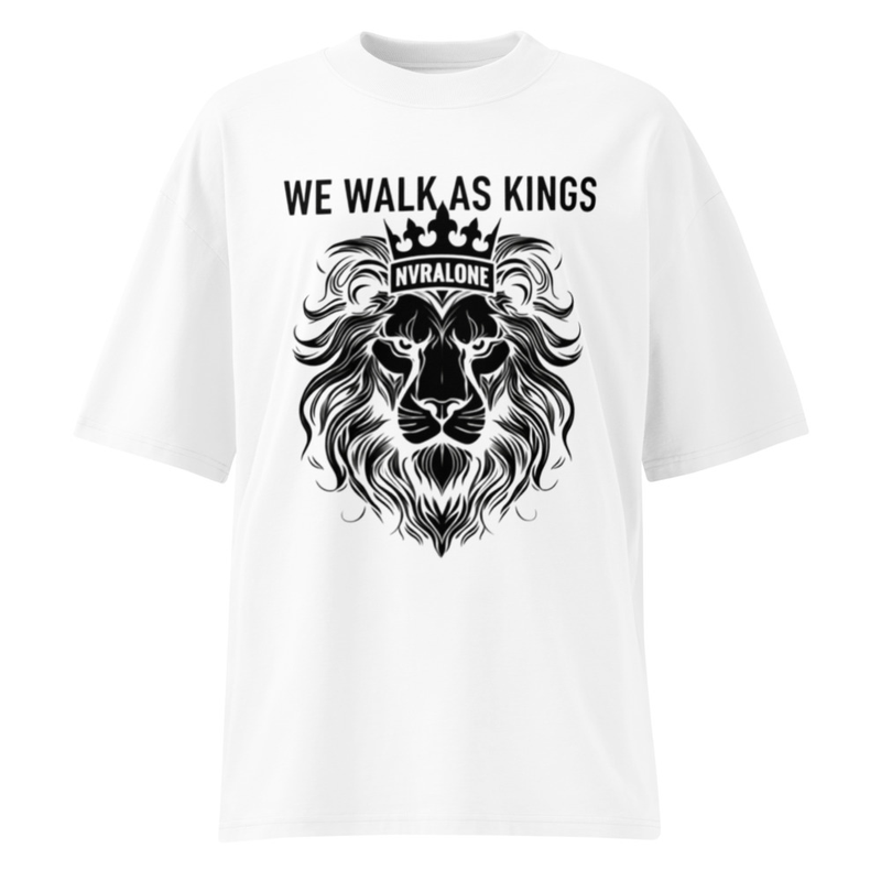 Unisex organic oversized high neck t-shirt WALK AS KING