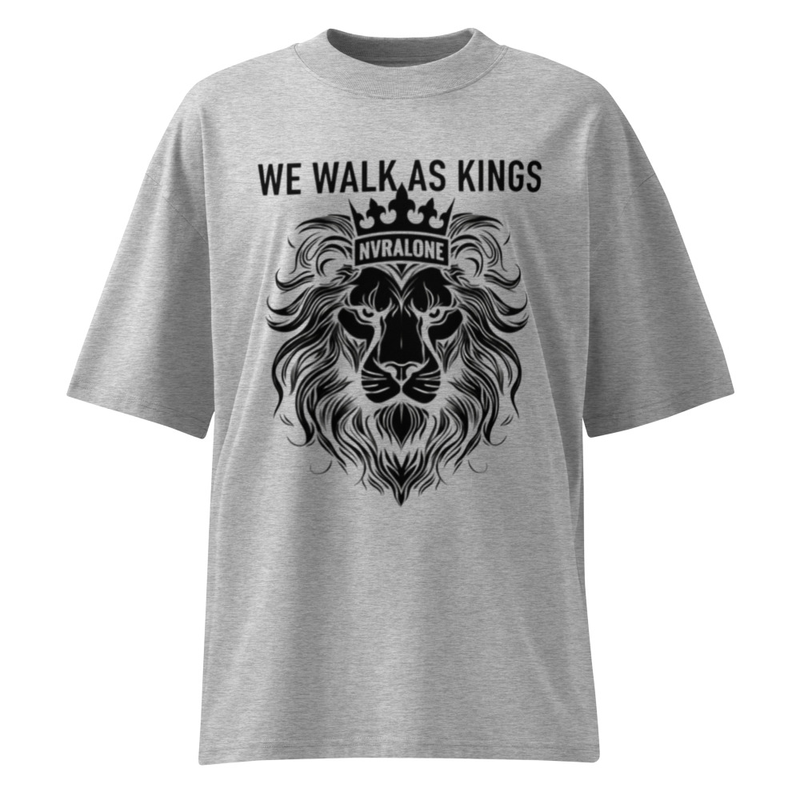 Unisex organic oversized high neck t-shirt WALK AS KING