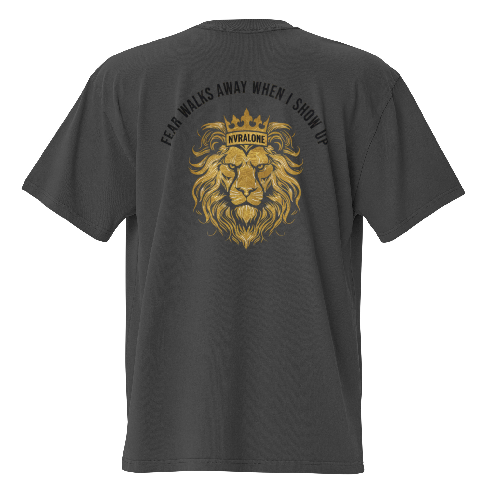 Oversized faded t-shirt FEAR WALKS AWAY