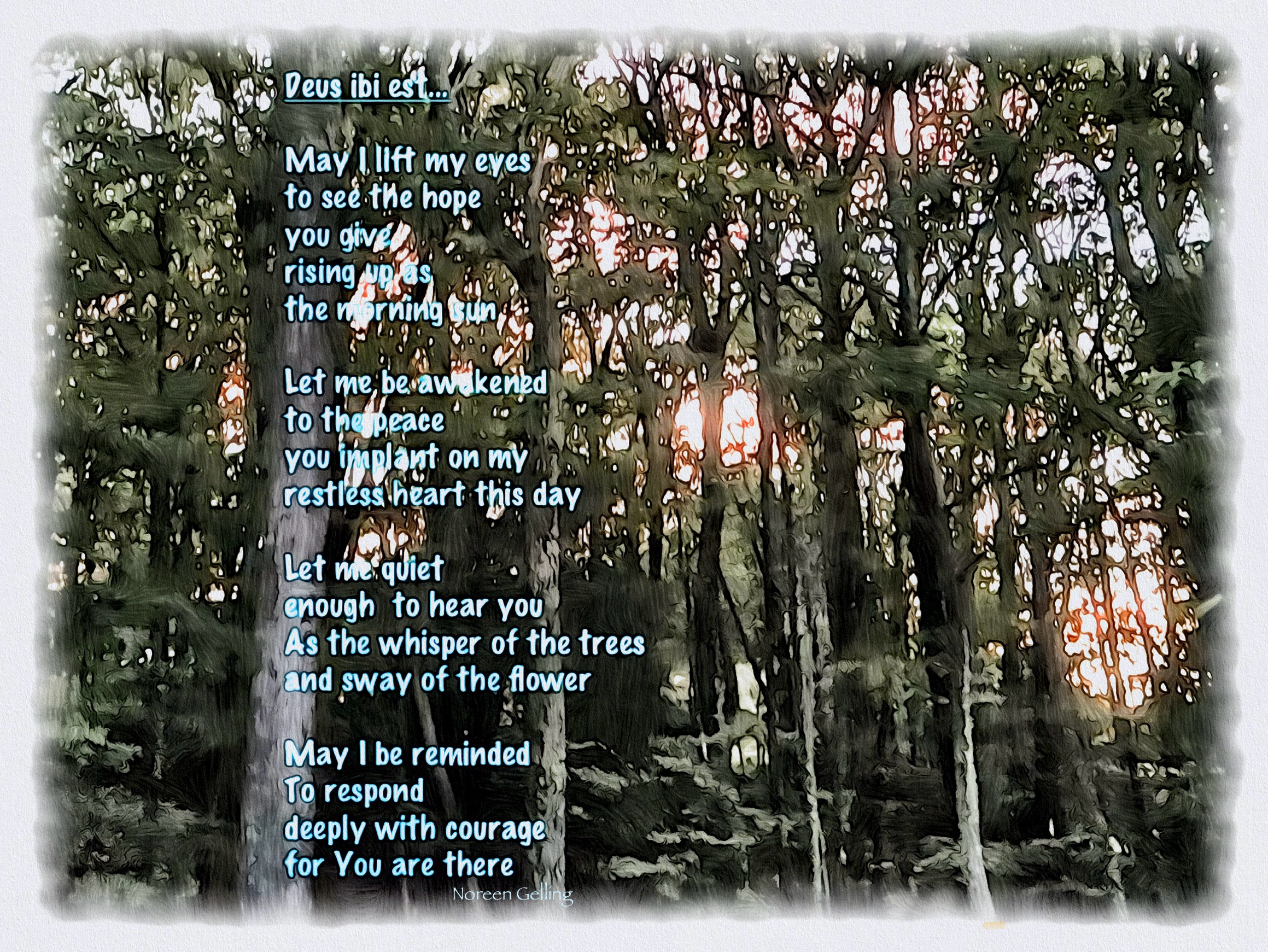 Inspirational Forest Sunrise Poem Art Print