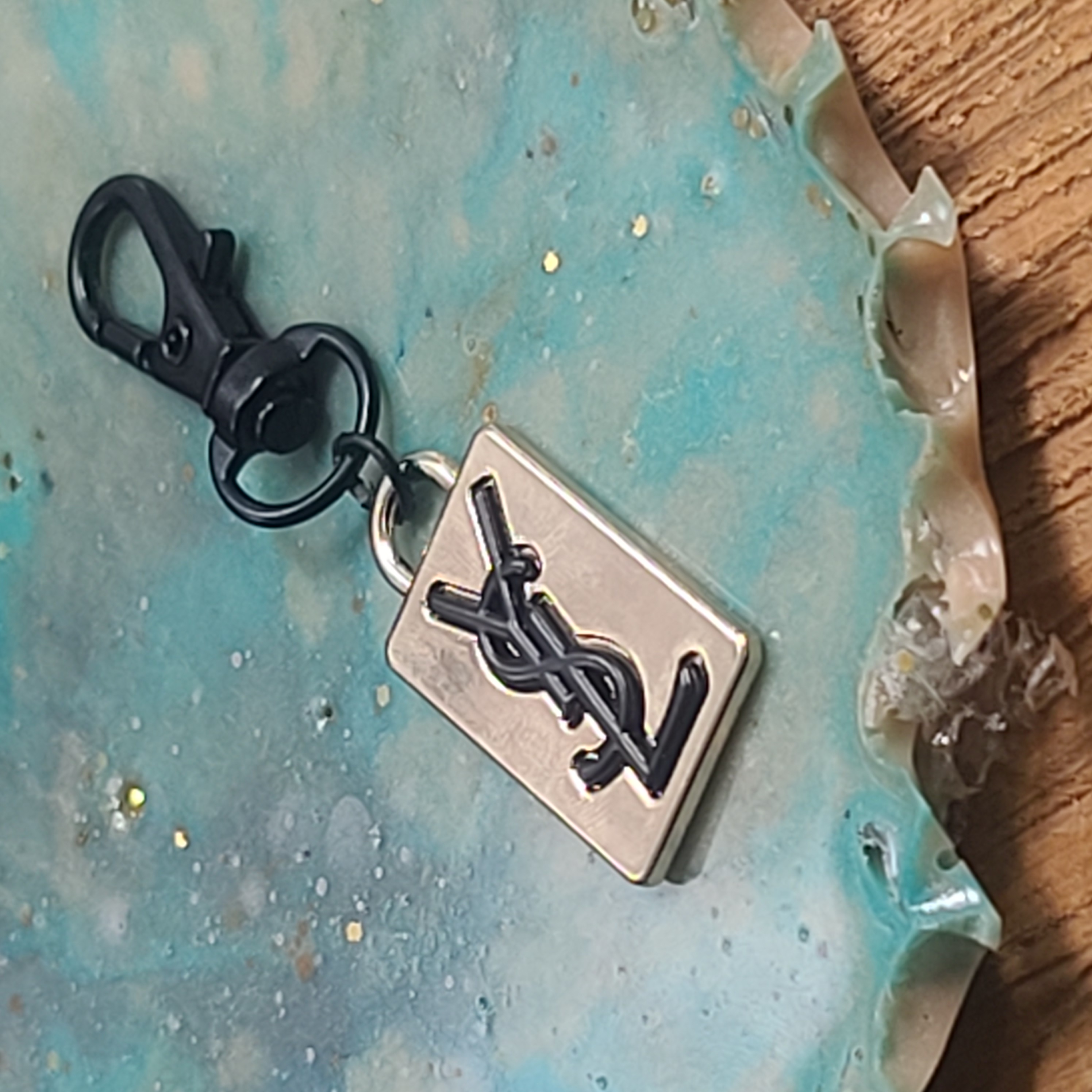 Gold and Black YSL Keychain Bling