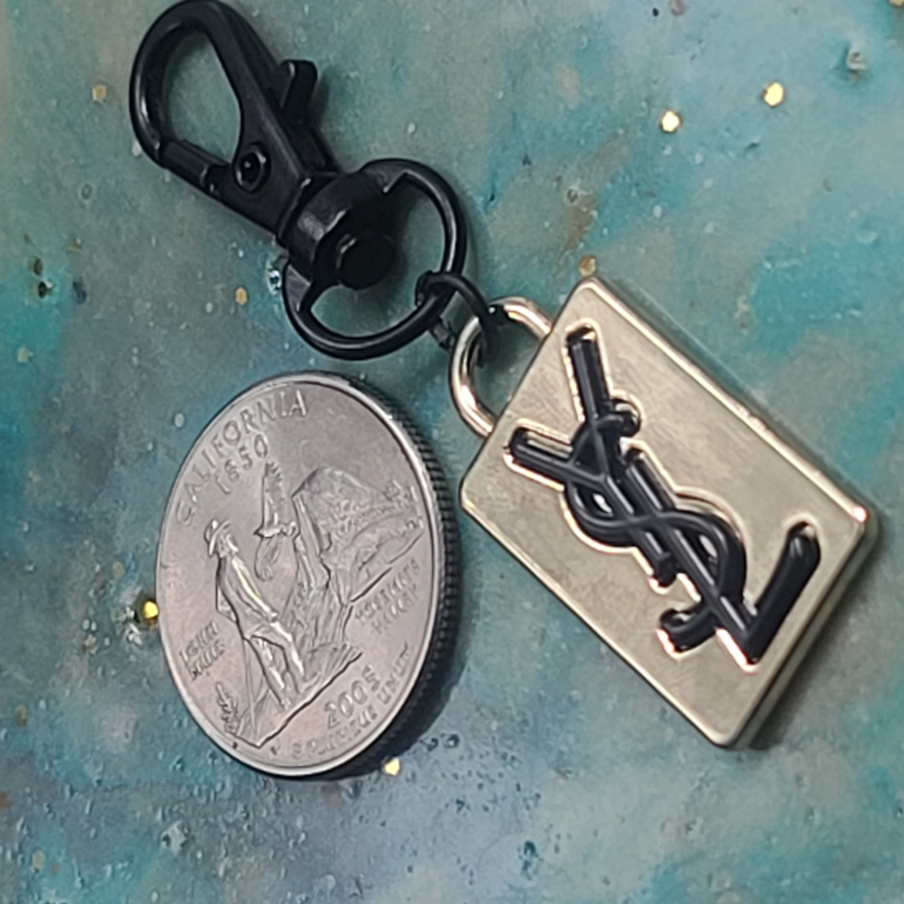 Gold and Black YSL Keychain Bling