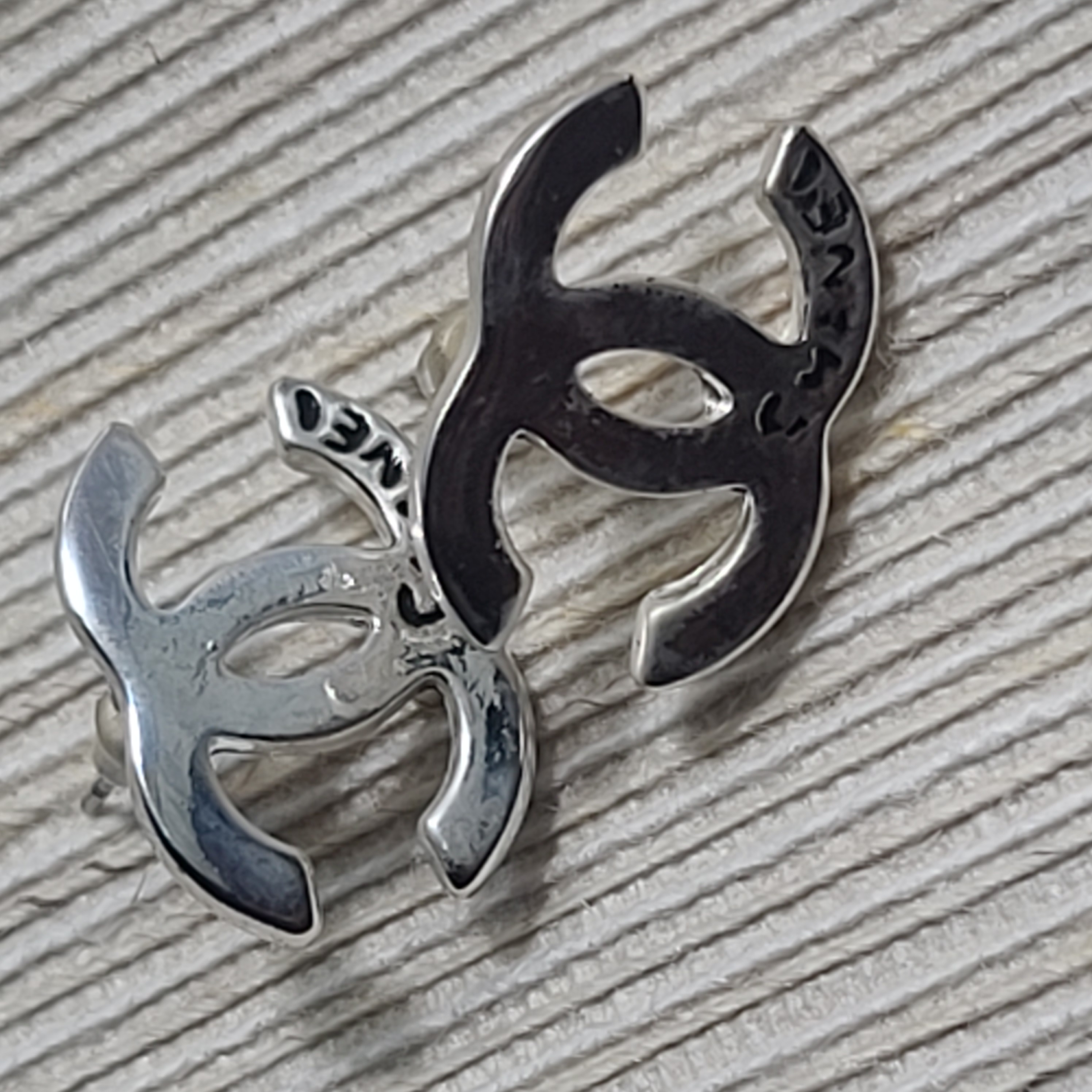 Silver CC Printed Earrings