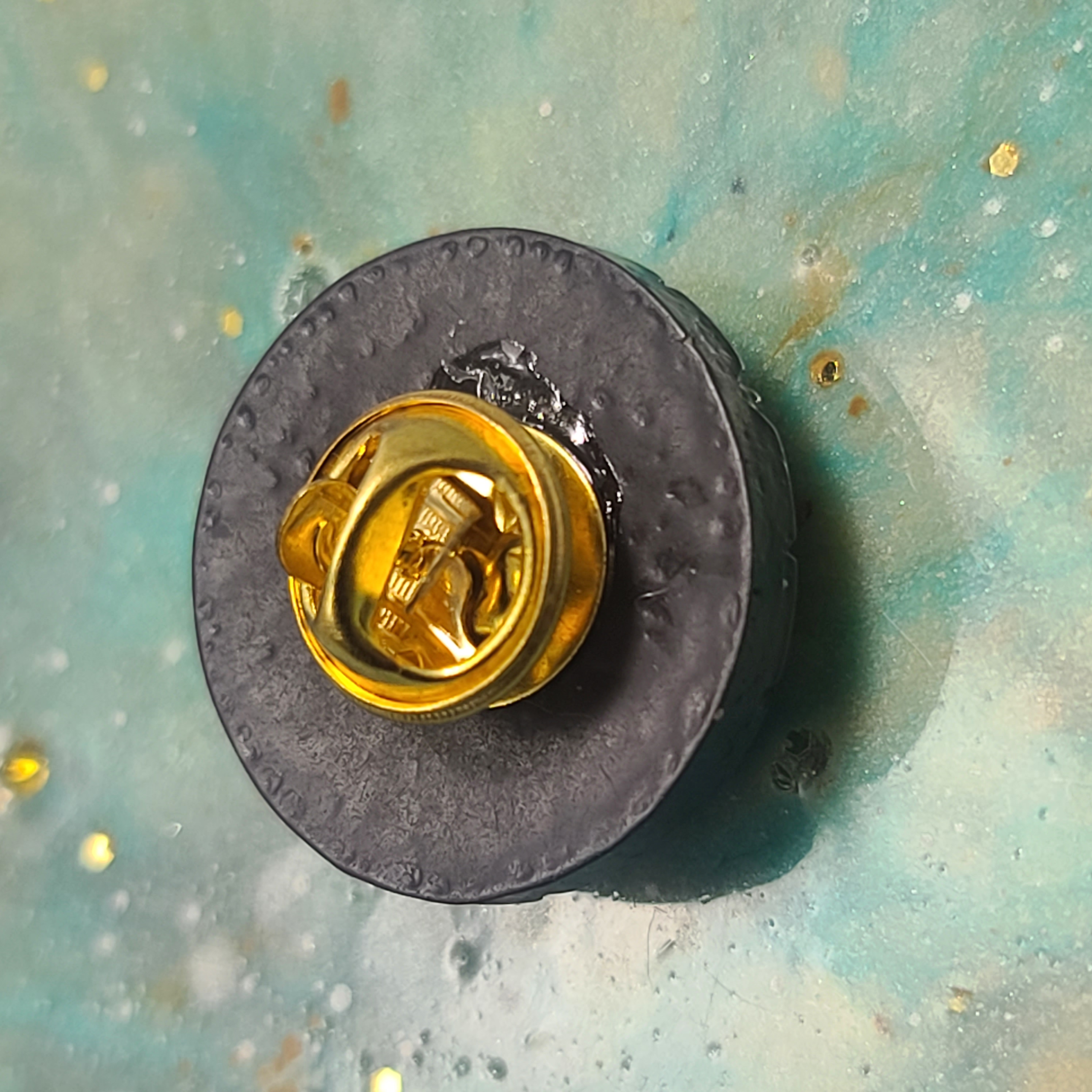 Black Quilted CC Brooch