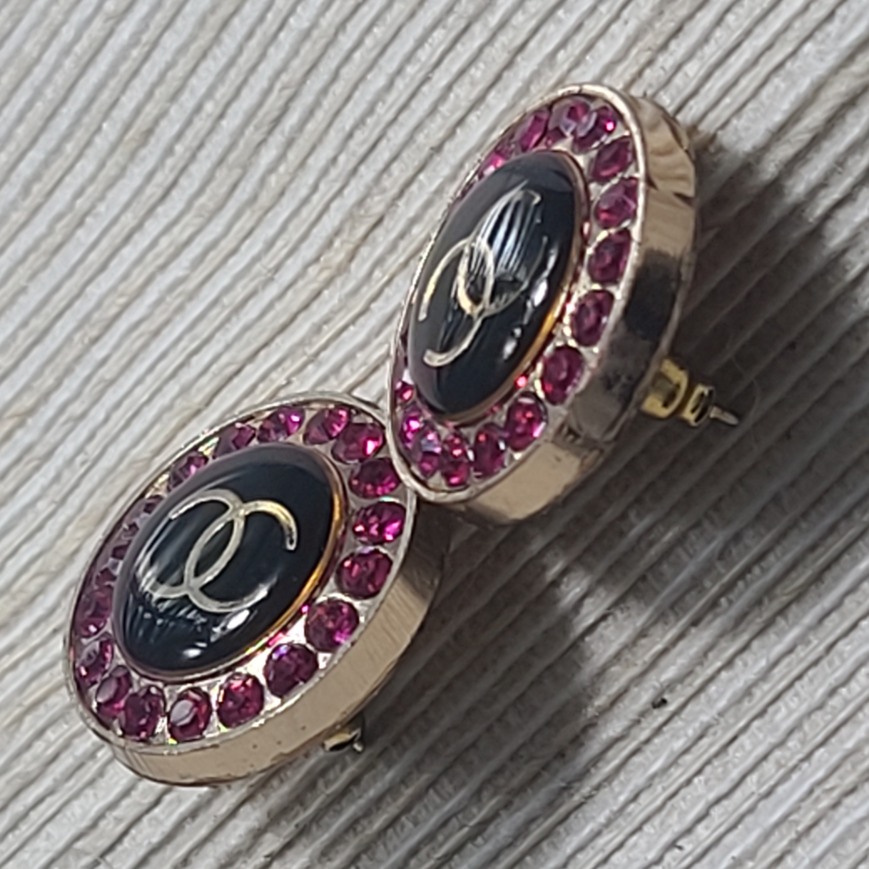 Pink Crystal CC Earrings