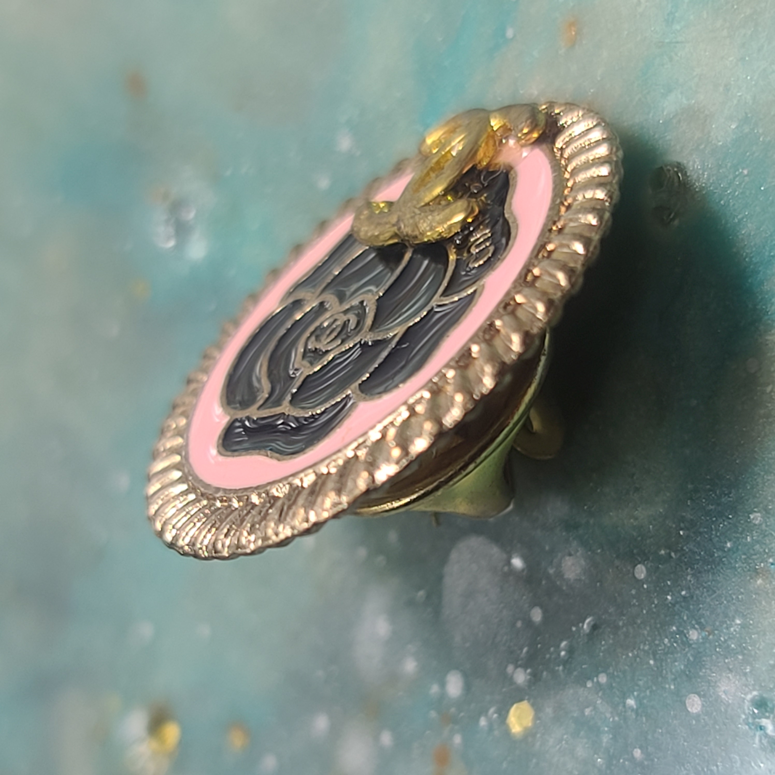 Pink and Gold CC Brooches