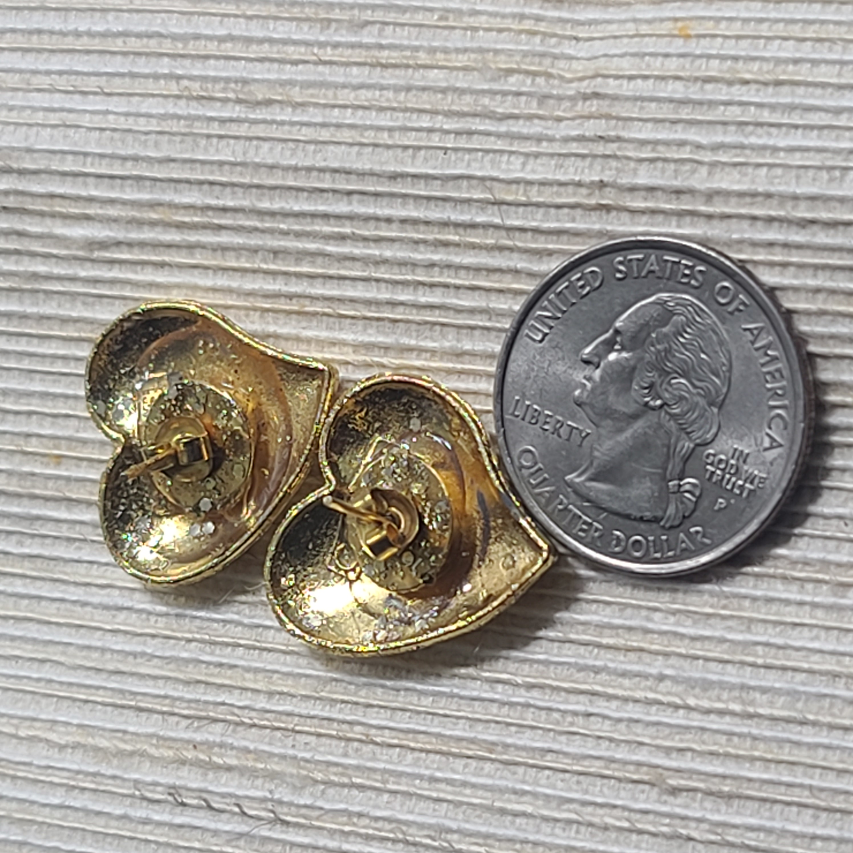 Pink CC Heart Button Earrings