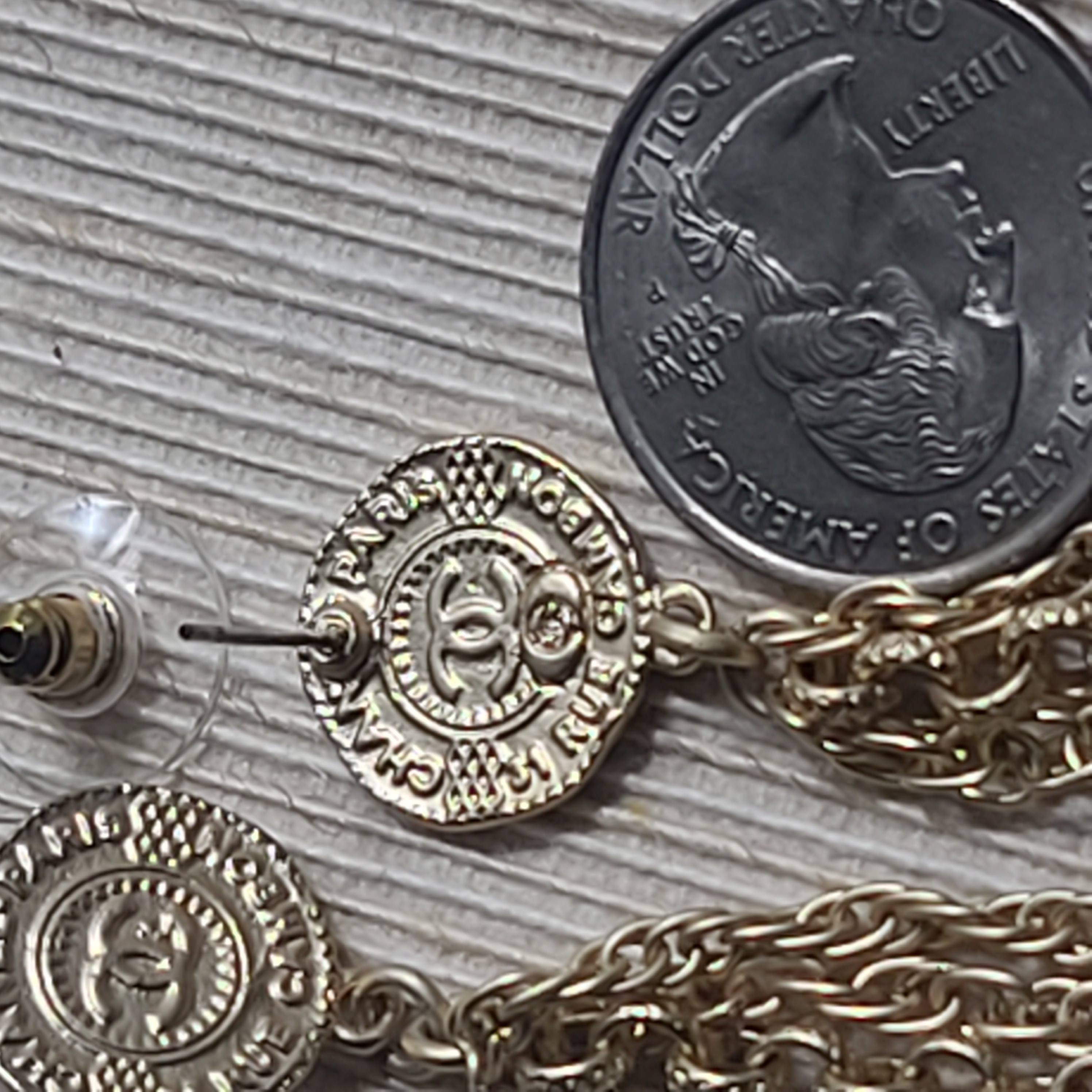 Gold CC Tassel Earrings