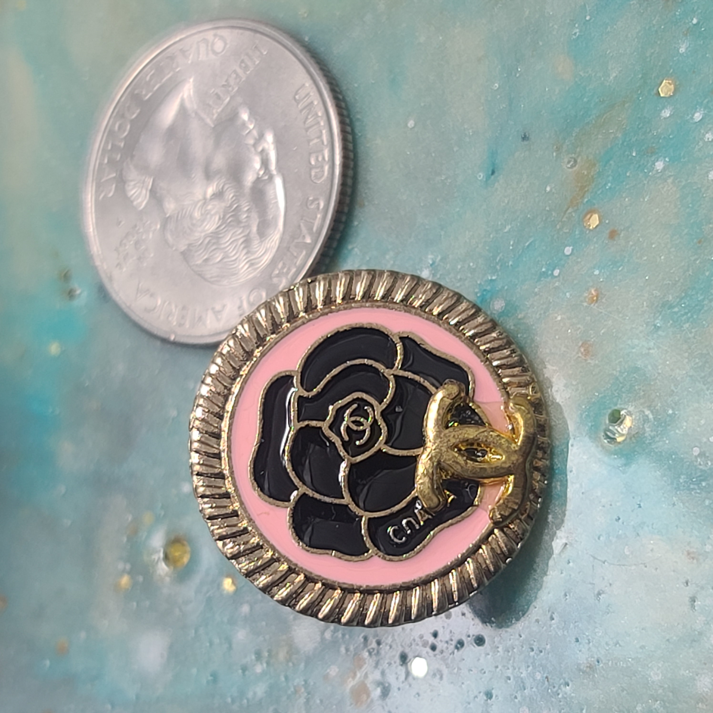 Pink and Gold CC Brooches