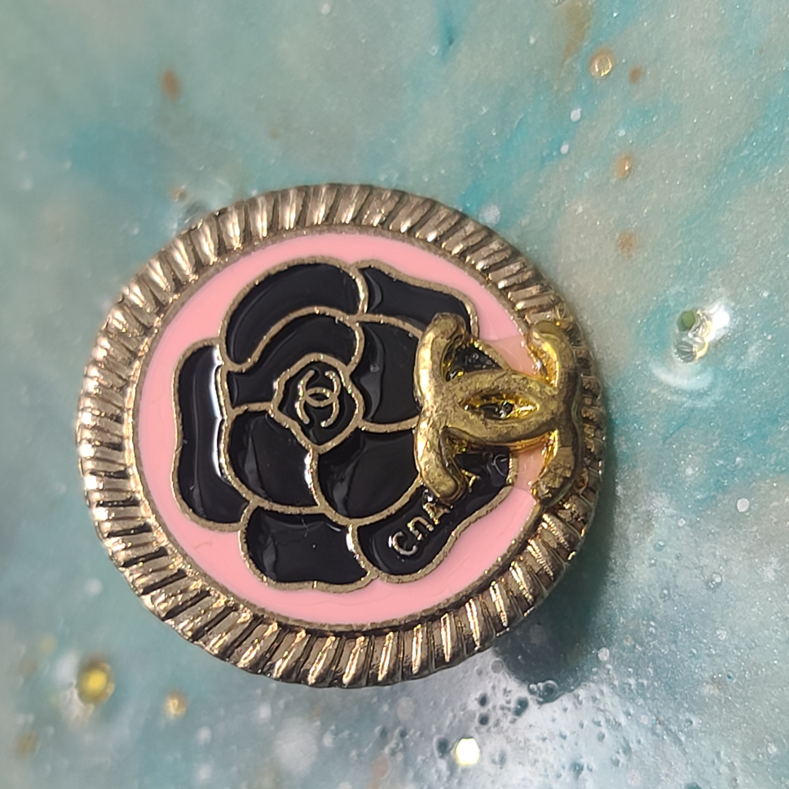 Pink and Gold CC Brooches
