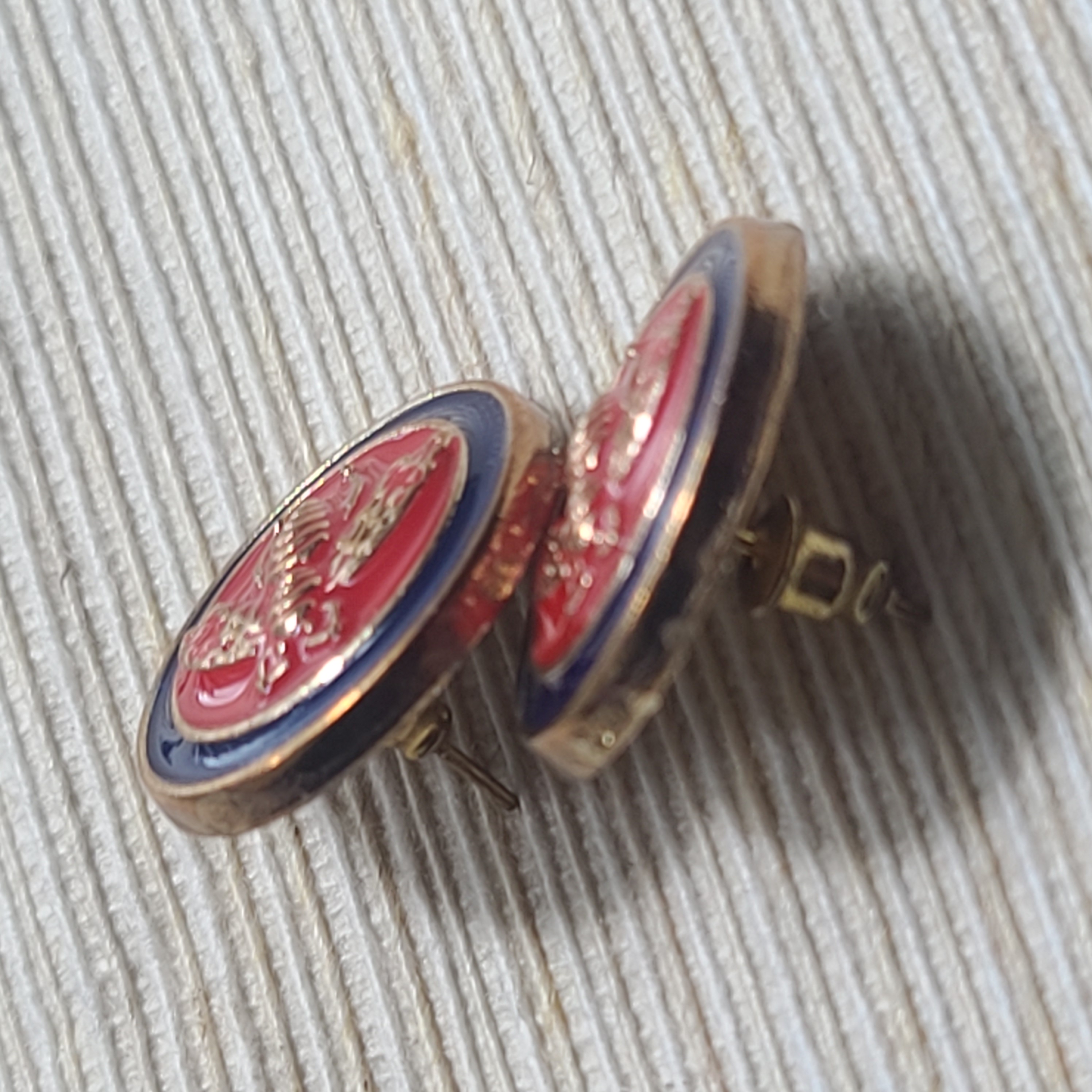 Red and Blue Button GG Earrings