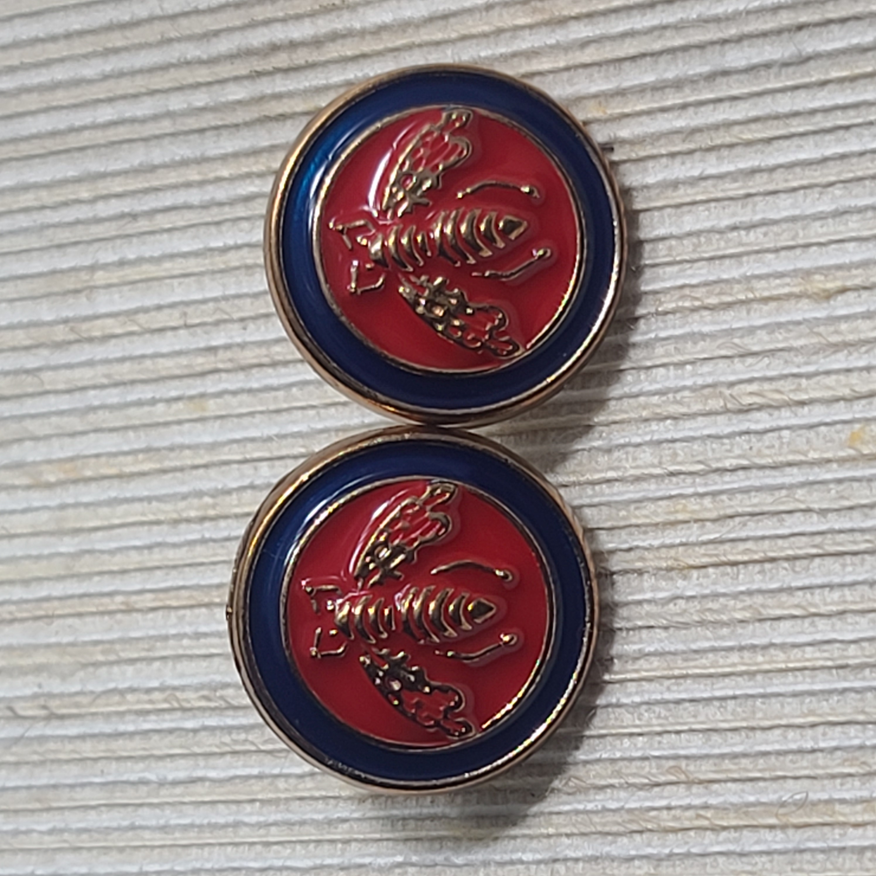 Red and Blue Button GG Earrings