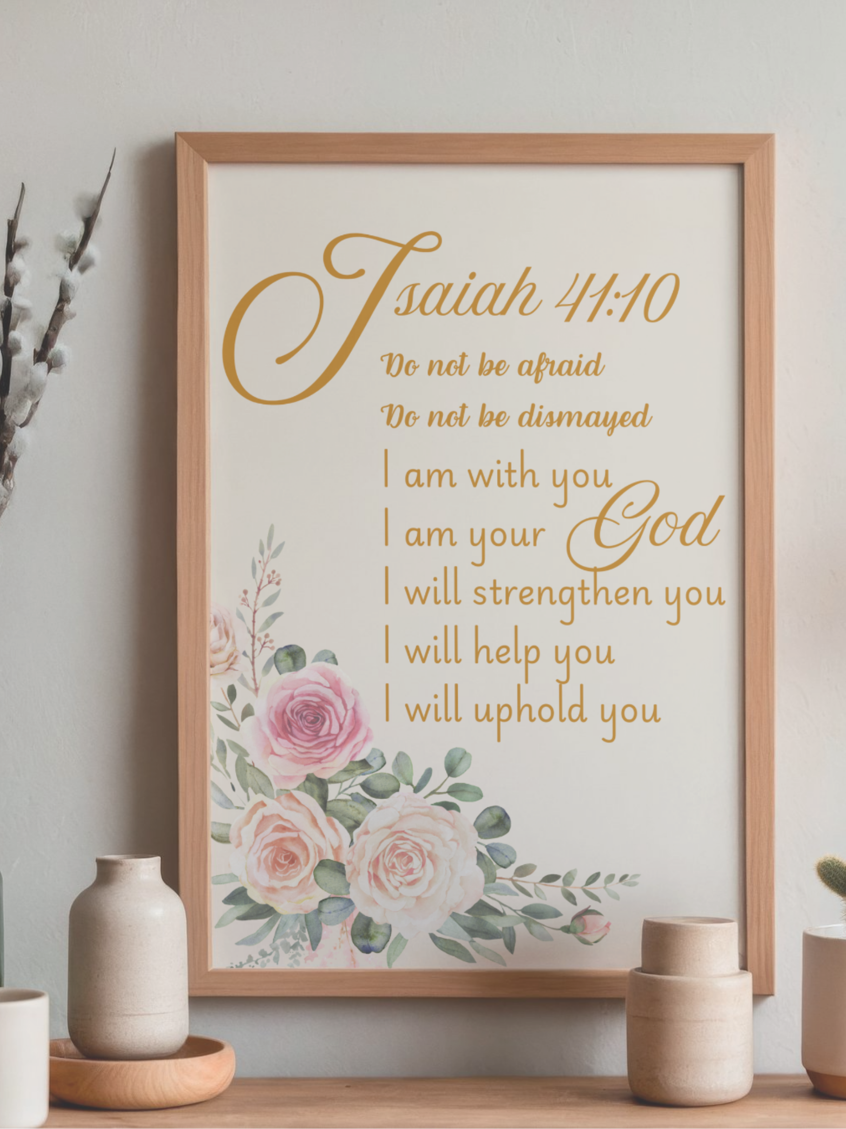 Scripture Wall Art Decor Isaiah 41:10 Orange Floral 18x24 Digital Download Printable