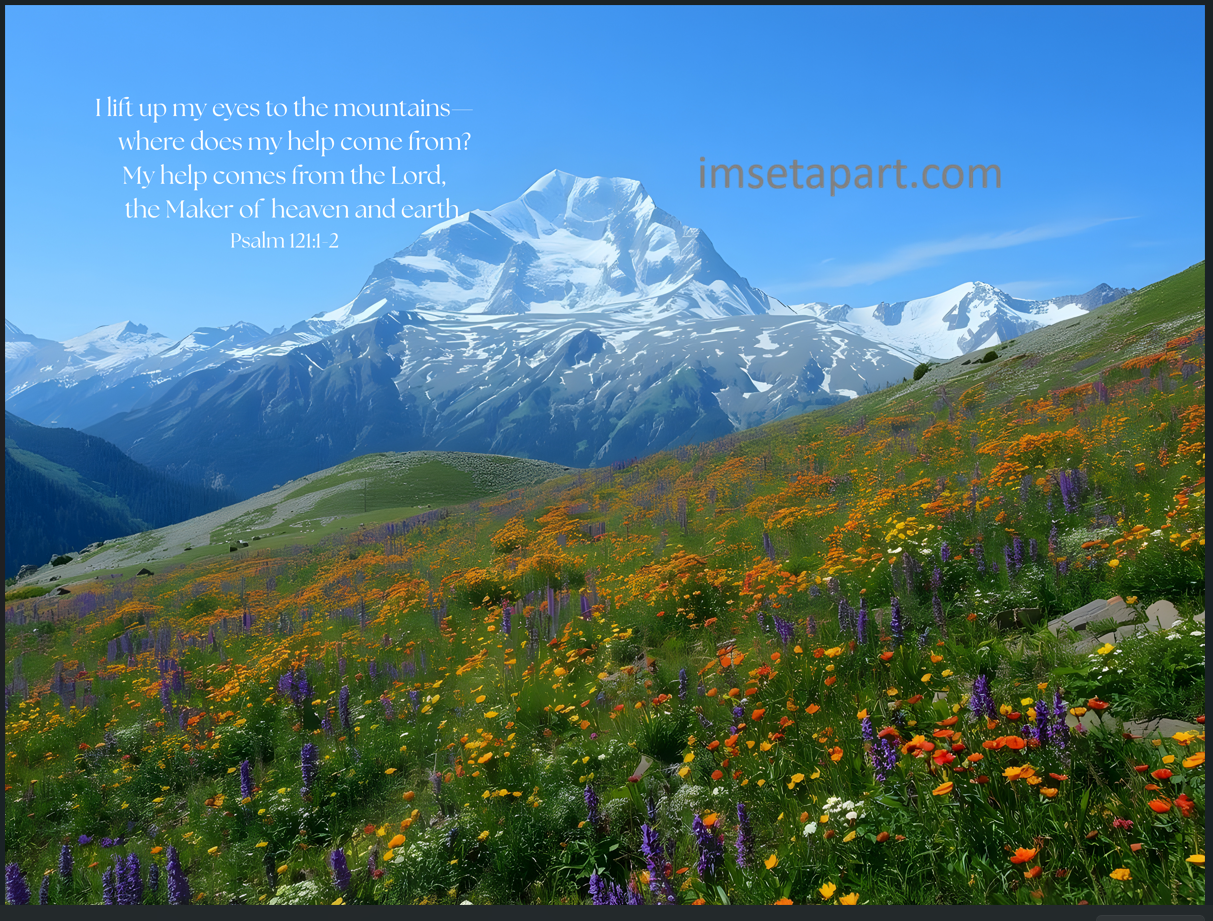 Mountain Wall Art Poster 24x18 inches Bible verse Psalm 121:1-2 Digital Download Printable 