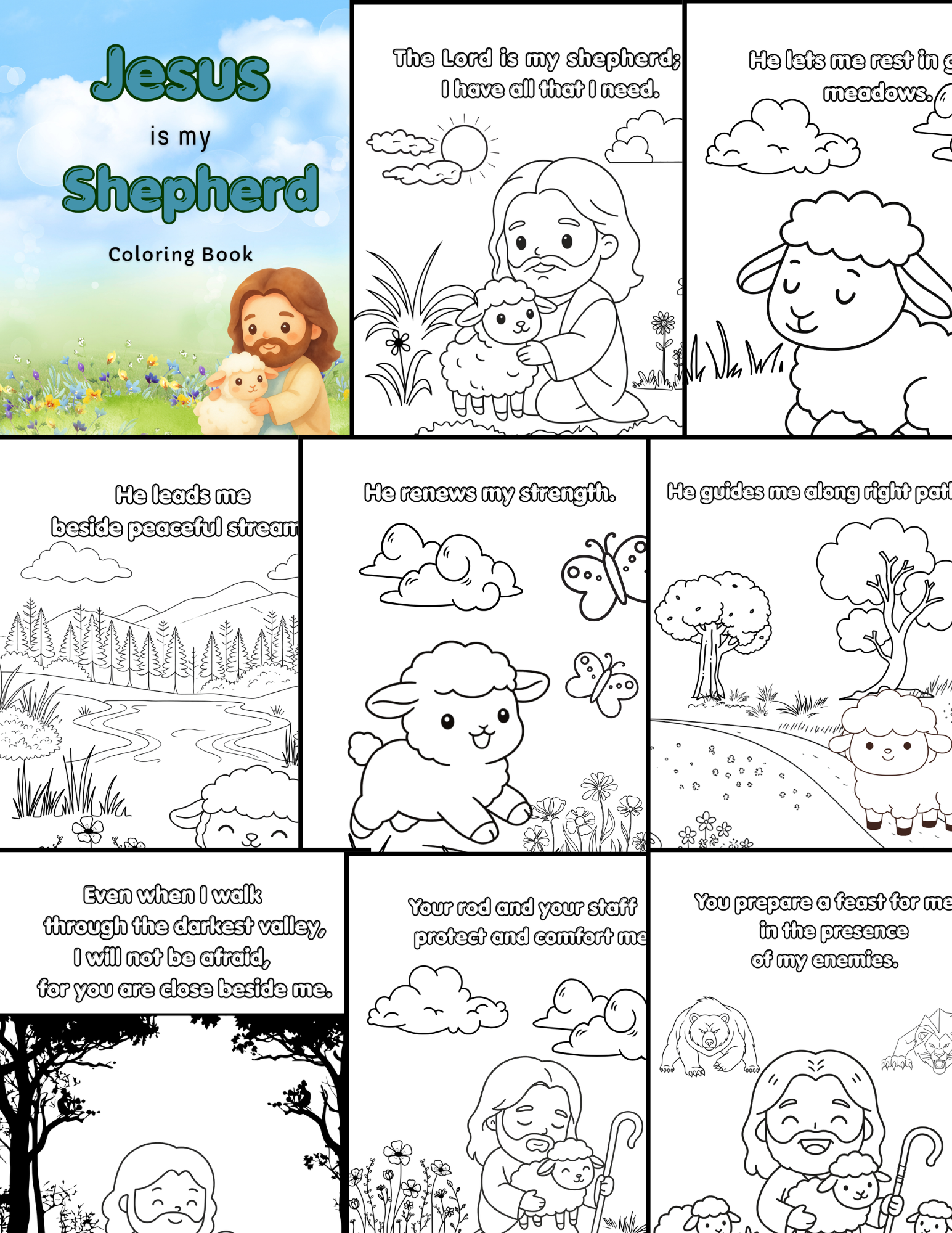 Jesus My Shepherd - 12 Pages Coloring Book for Kids Printable