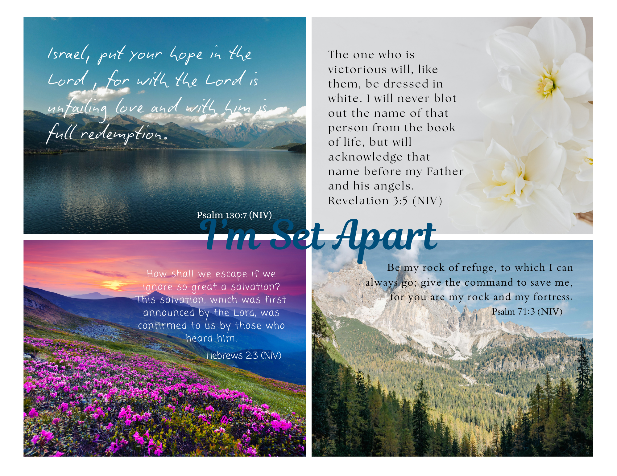 Scripture Mini Cards Hope in God Bundle of 24 Printable PDF Download