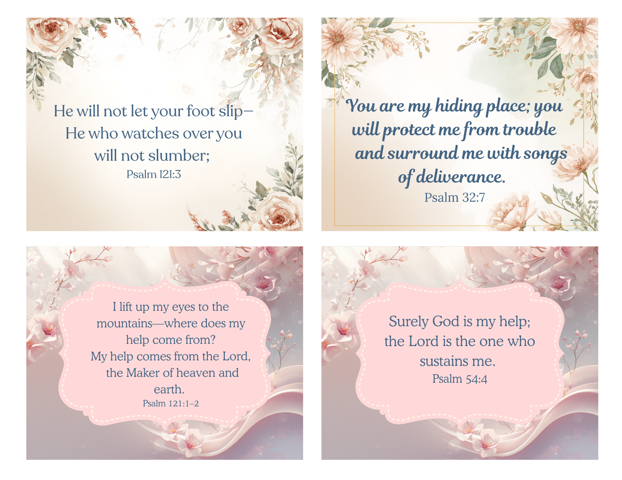 Scripture Mini Cards Floral Bundle of 24 - 3.75 in x 4.75in Printable PDF Download