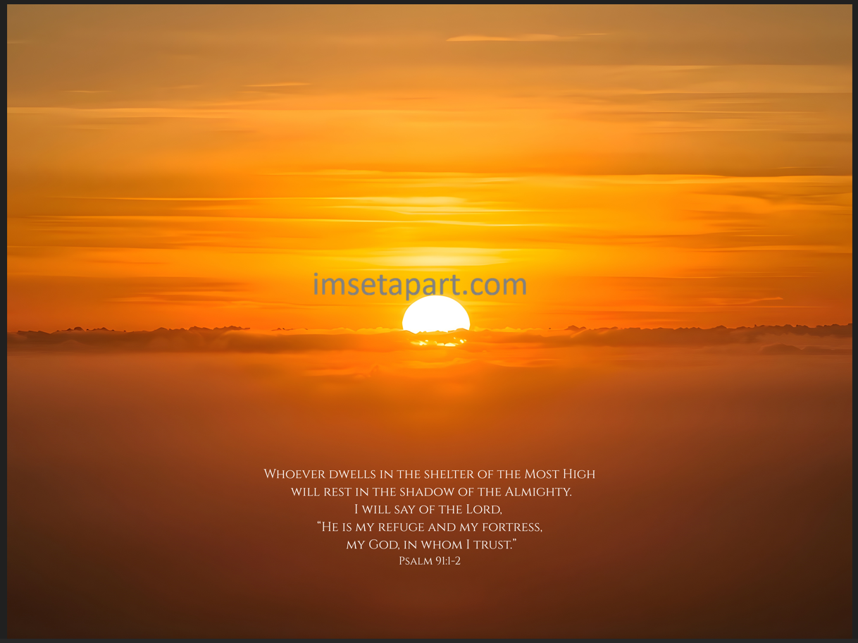Sunset Wall Art Poster 24x18 inches Bible verse Psalm 91:1-2 Digital Download Printable 
